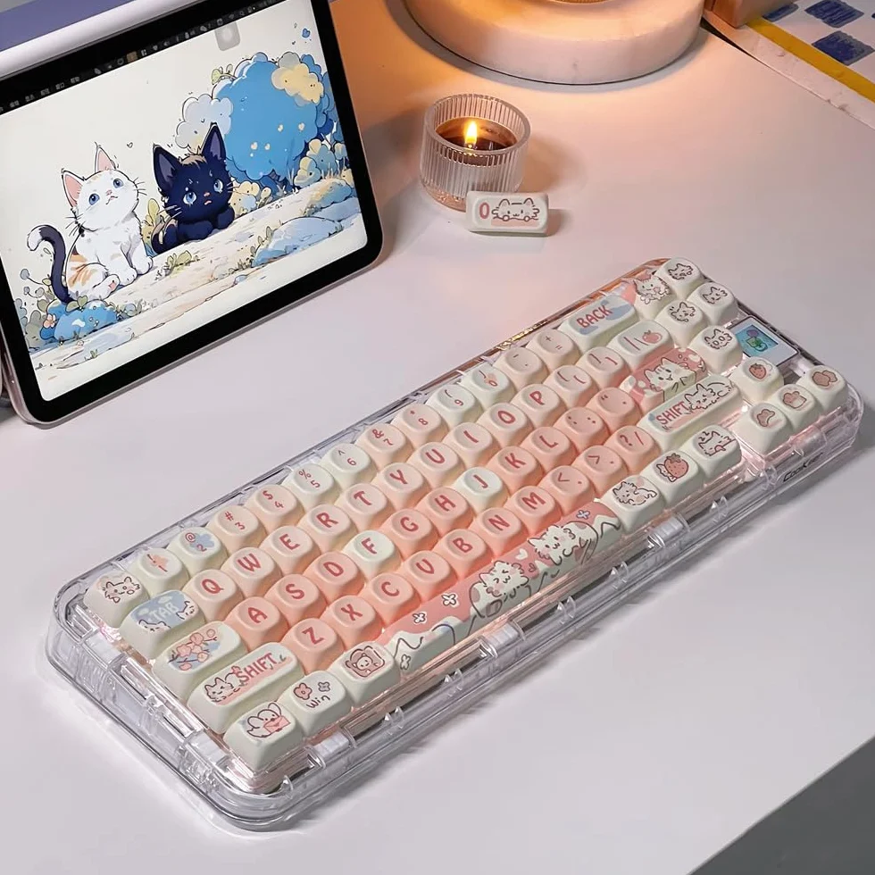 Keycaps PBT Keycap Set Sublimowane fioletowe nakładki na klawisze z królika do mechanicznej klawiatury do gier 132 klawisze