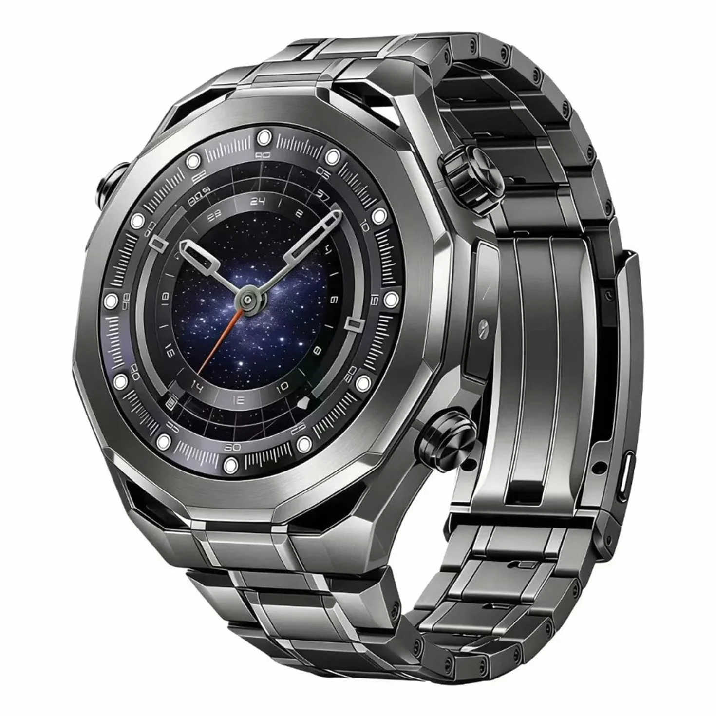 VeveXiao Wytrzymały pasek tytanowy One Click 22 mm, kompatybilny z Huawei Watch Ultimate 2 Bands Men, luksusowy metalowy pasek zastępczy ze stopu tytanu do Huawei Watch Ultimate