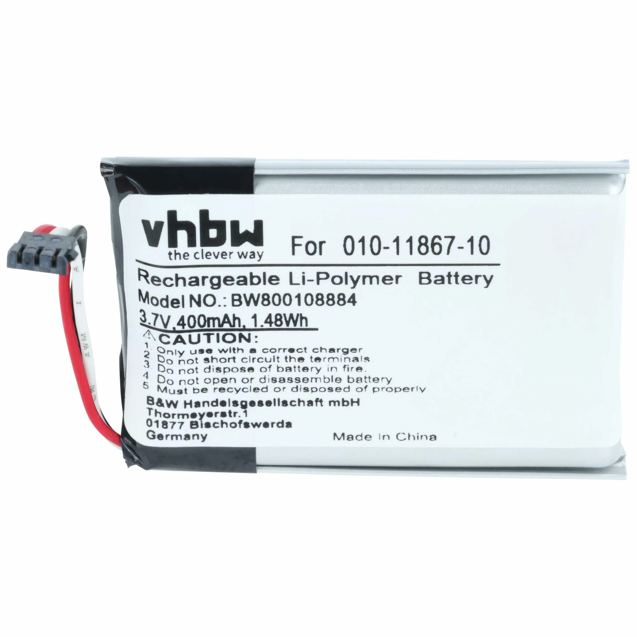 vhbw akumulator litowo-polimerowy 400 mAh (3,7 V) do obroży dla psów, zdalny trener Garmin Barklimiter Deluxe, Delta Sport jak 361-00069-00, 010-11867-10.