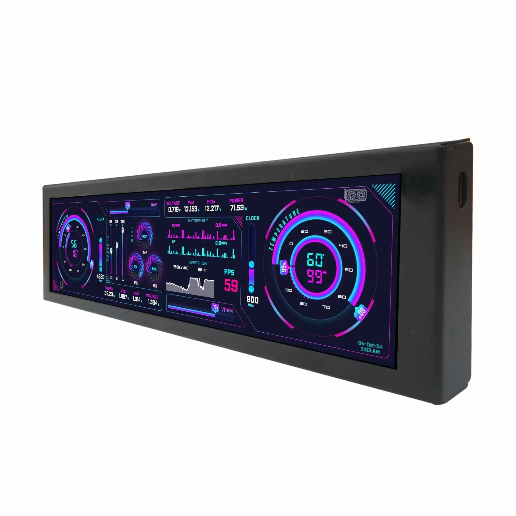 VSDISPLAY 9,16 cala 462 x 1920 IPS czarny monitor LCD | do obudowy PC DIY CPU GPU komputer wyświetlacz i motyw