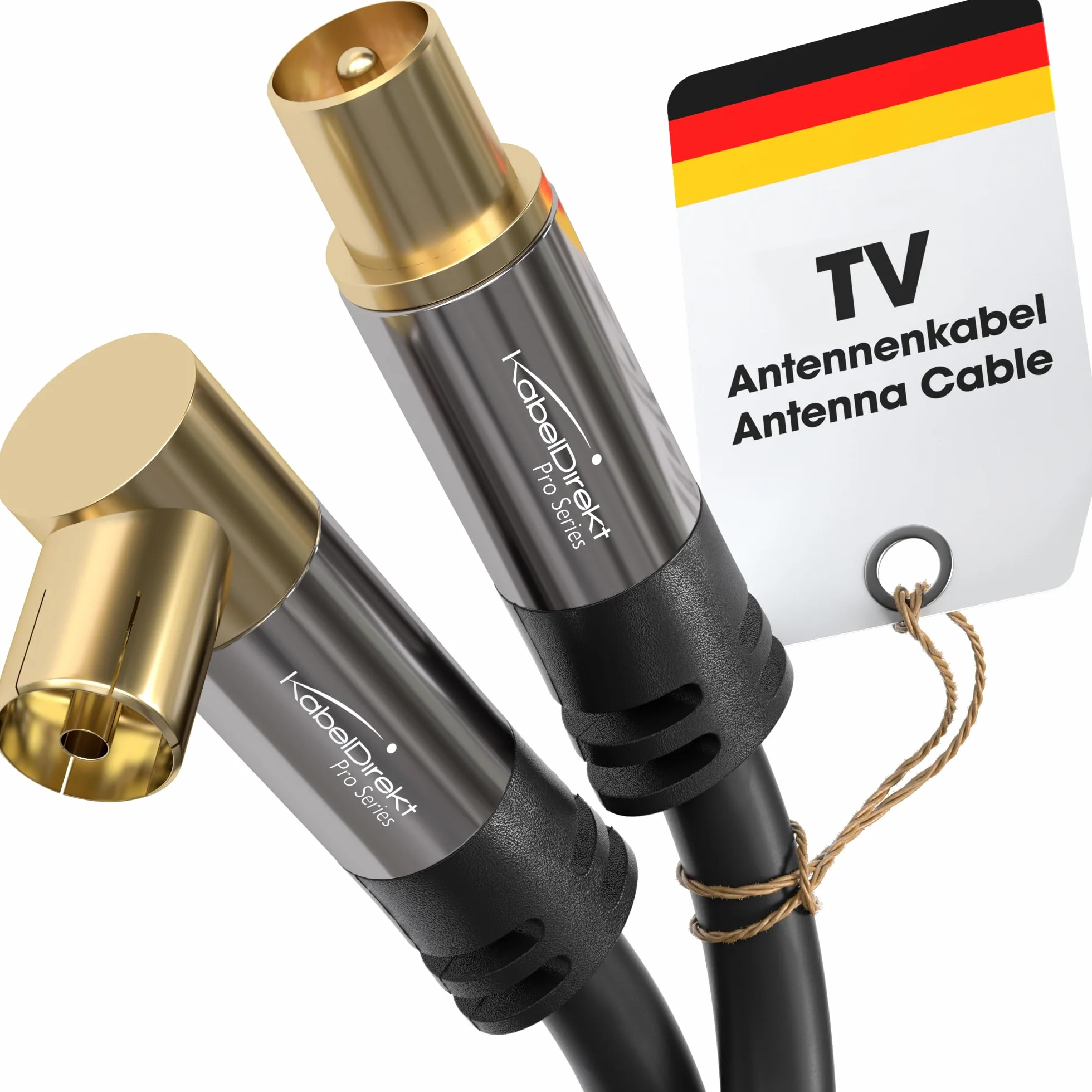 KabelDirekt – Kabel Antenowy 4K, koncentryczny – 90° kątowy/prosty – 1 m – Kabel TV cyfrowy/analogowy – Dostępny w 0,5-20 m (Kątowe gniazdo/prosty wtyk, do DVB-C/DVB-T/DVB-S, czarny)