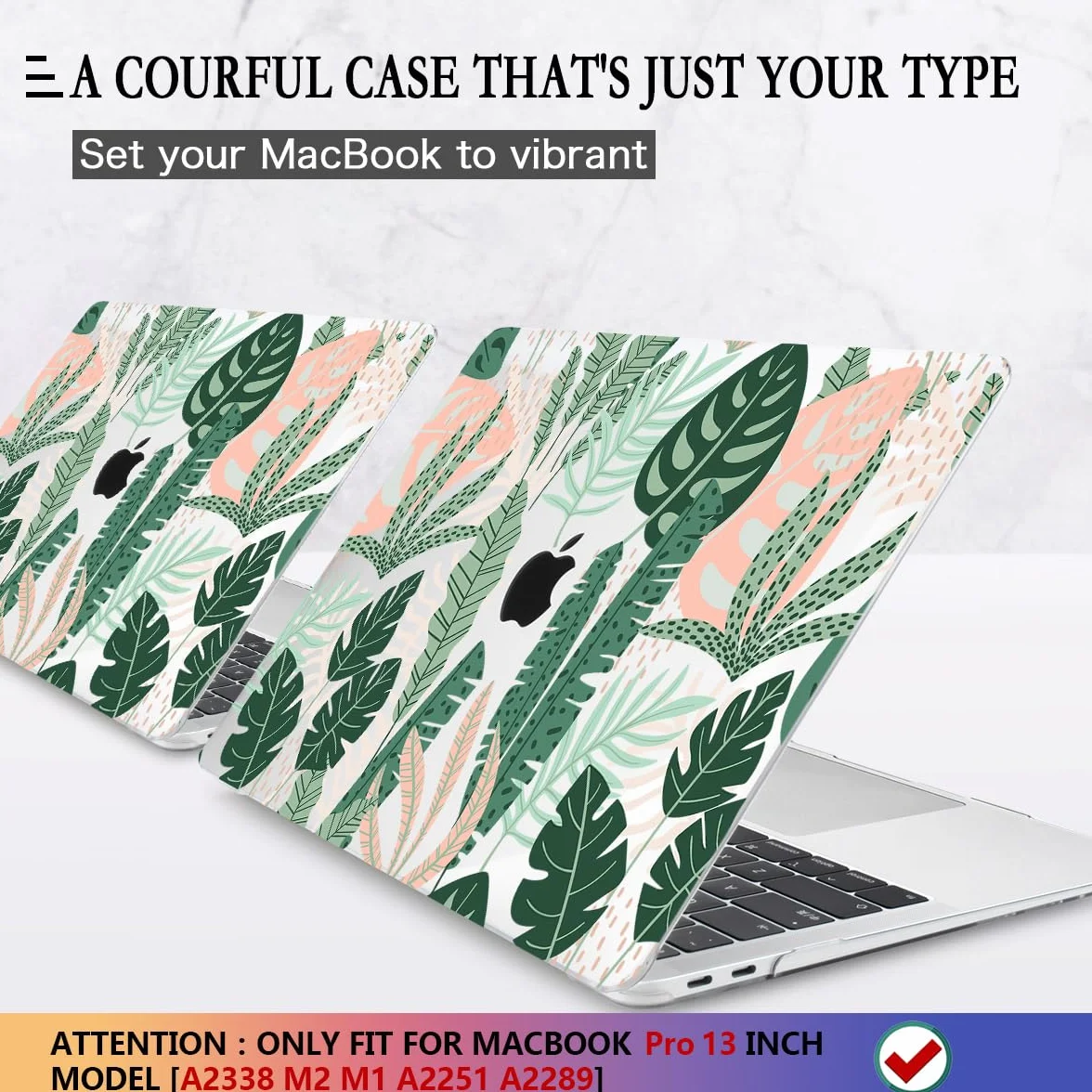 CISSOOK Palm do MacBooka Pro 33.0 cm etui 2023, 2022, 2021, 2020, układ M2, A2338, M1, A2251, A2289, z paskiem dotykowym, tropikalna twarda obudowa z klawiaturą do MacBooka Pro 13, tropikalne liście