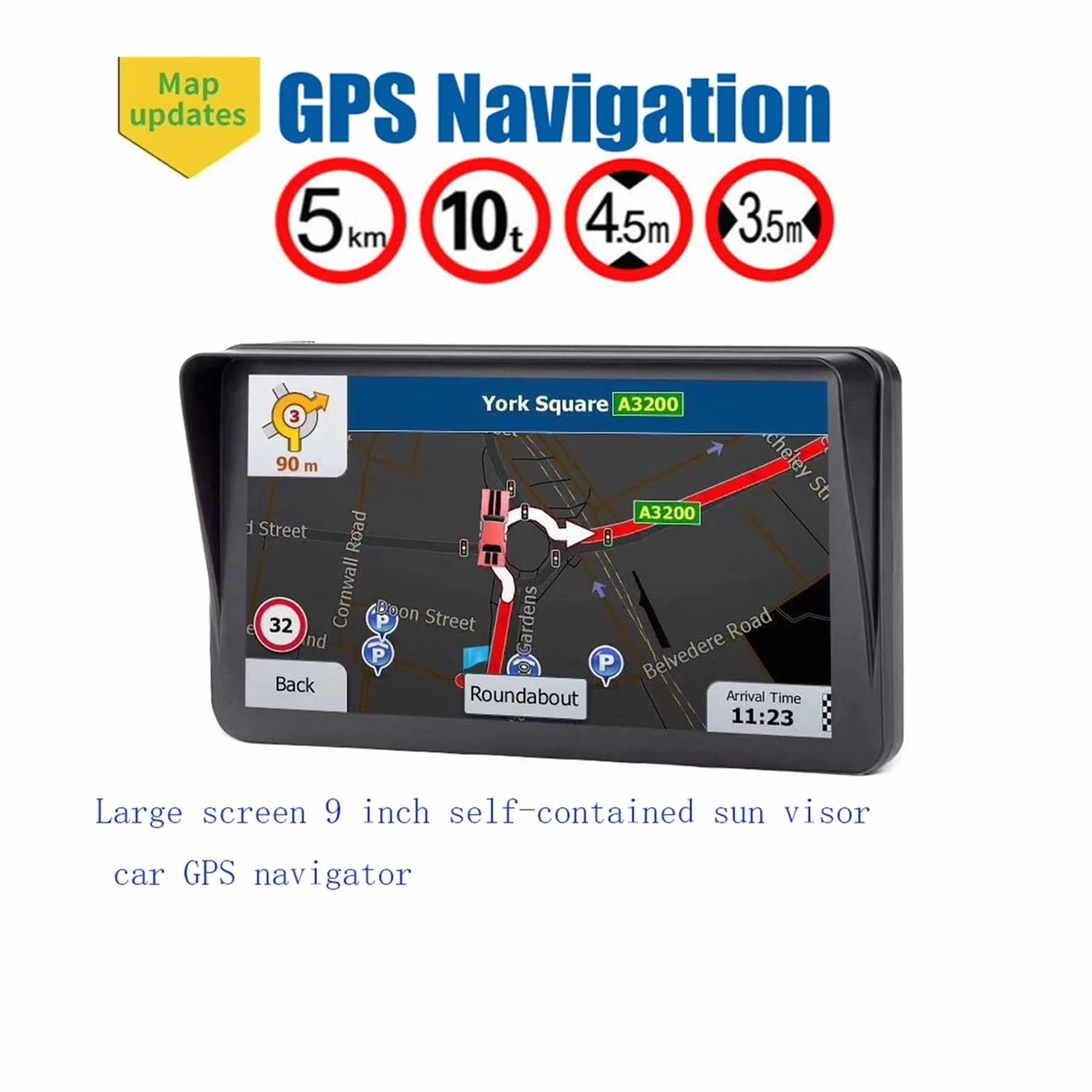 Nawigacja GPS dla samochodów ciężarowych RV, 9-calowy Capactywny ekran dotykowy Ciężarówka GPS Navigator 1g 16g. Z pełnym UE. Mapa Łatwy w użyciu