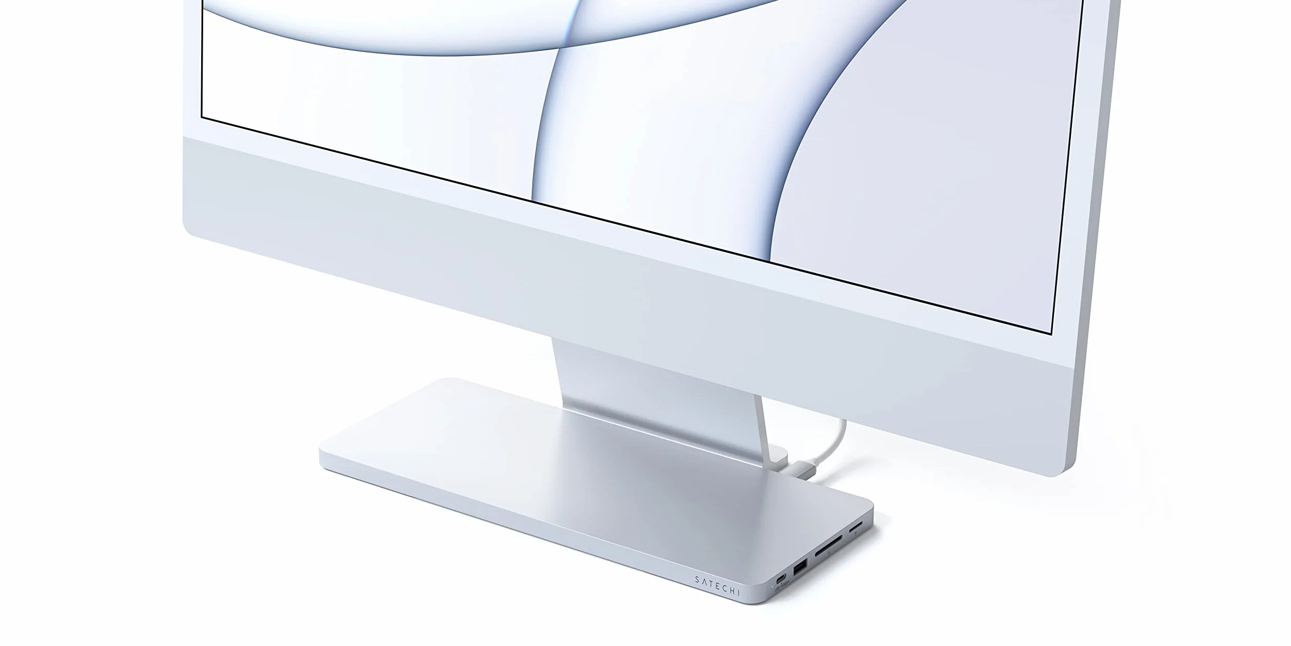 SATECHI smukła stacja dokująca USB-C do 24-calowego iMaca, srebrna | Obudowa SSD M.2 NVMe/SATA, USB-C, USB-A i czytniki kart SD/microSD, port USB-C do transmisji danych