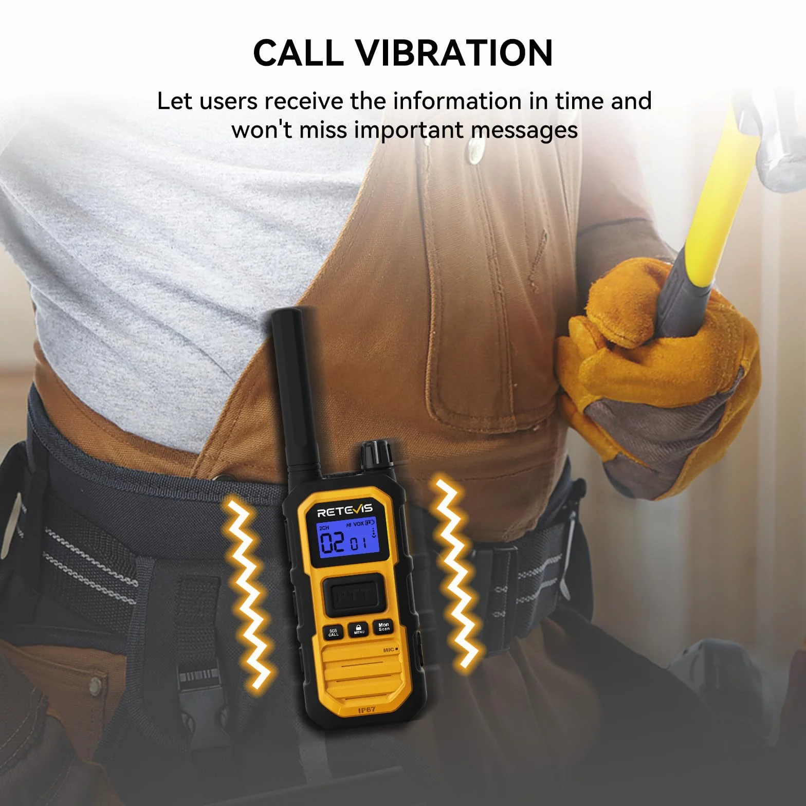 Retevis RB648 Plus Walkie Talkie o Dużej Mocy, IP67 Wodoodporne Radio Dwukierunkowe ze Słuchawkami, Połączenie Grupowe, 2000mAh, VOX, Profesjonalne Walkie Talkie dla Dorosłych, Produkcji(4 Szt. Żółty)