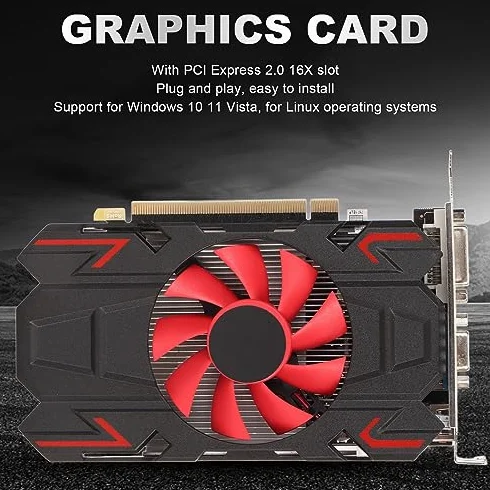 Karta Graficzna do Gier, HD7670 4 GB DDR5 128 Bitów 650 MHz 1800 MH HDMI DVI VGA PCI Express 2.0 16X Gniazdo, Komputerowa Karta Graficzna z Pojedynczym Wentylatorem (HD7670 4GB
