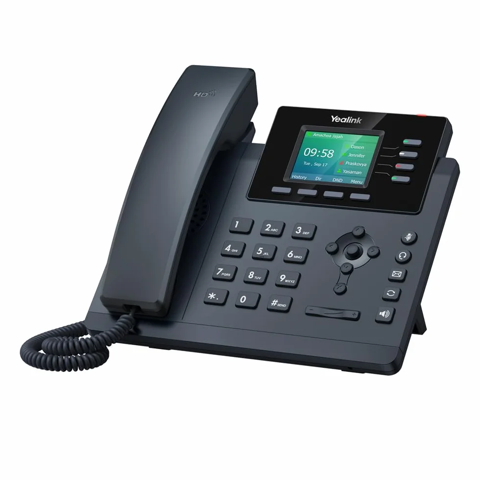 Yealink SIP-T34W WiFi IP Phone - Zasilacz sieciowy w zestawie - 4 koraliki VoIP. 2,4-calowy kolorowy wyświetlacz Gigabit Ethernet, 802.3af PoE, (SIP-T34W-PSU)