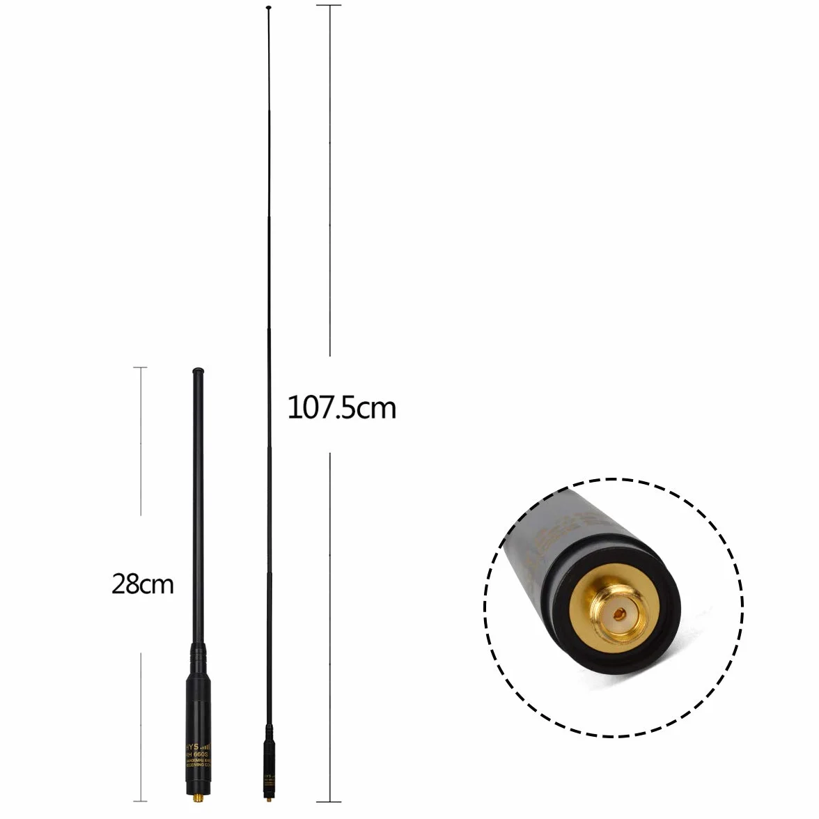 Antena teleskopowa RH-660S SMA damska dual band 144/430 MHz do Baofeng UV-5R BF-888S