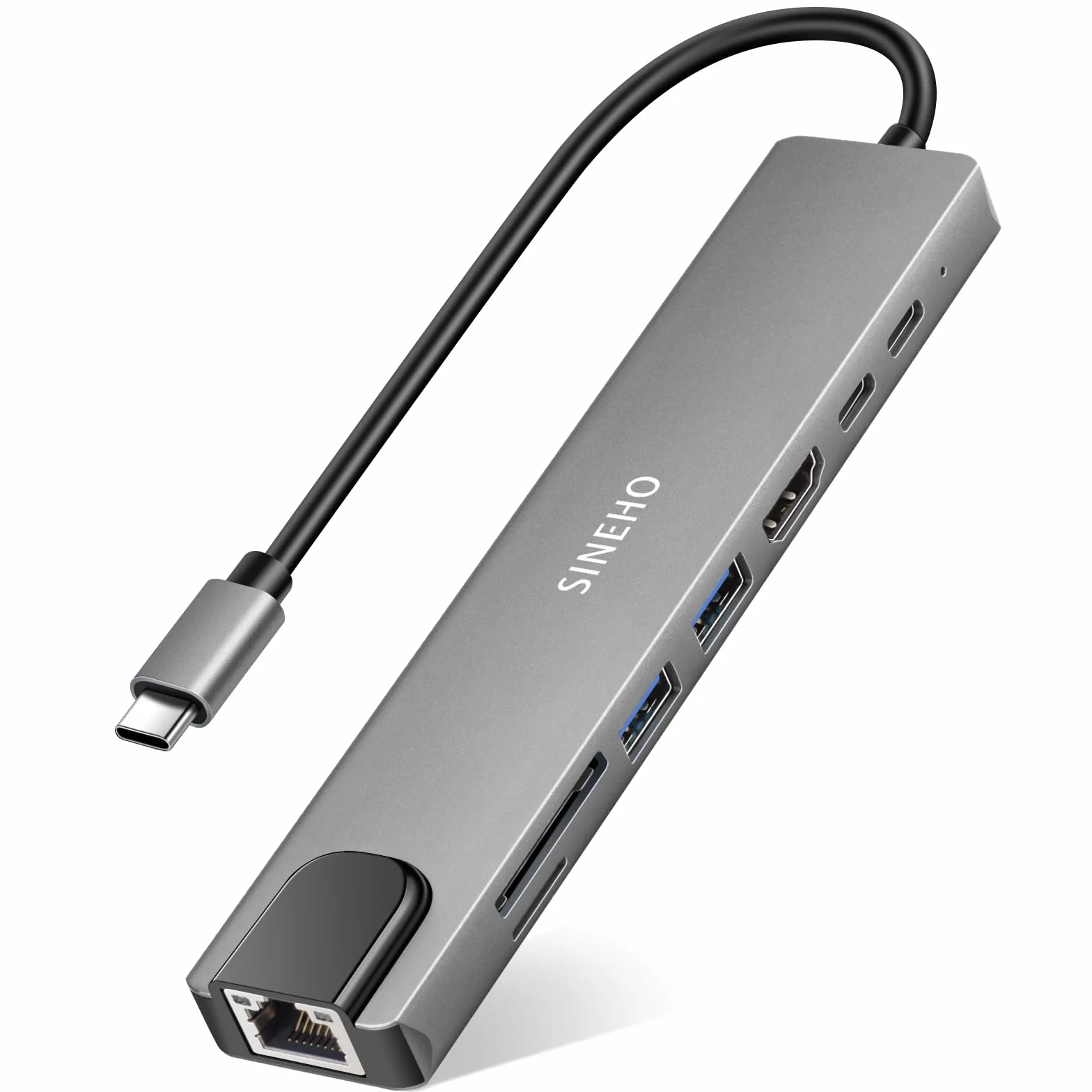 Hub USB C 8 w 1 HDMI 4K 30 Hz PD 100 W USB 3.0 Ethernet czytnik kart SD/TF MacBook Dell XPS Surface Pro