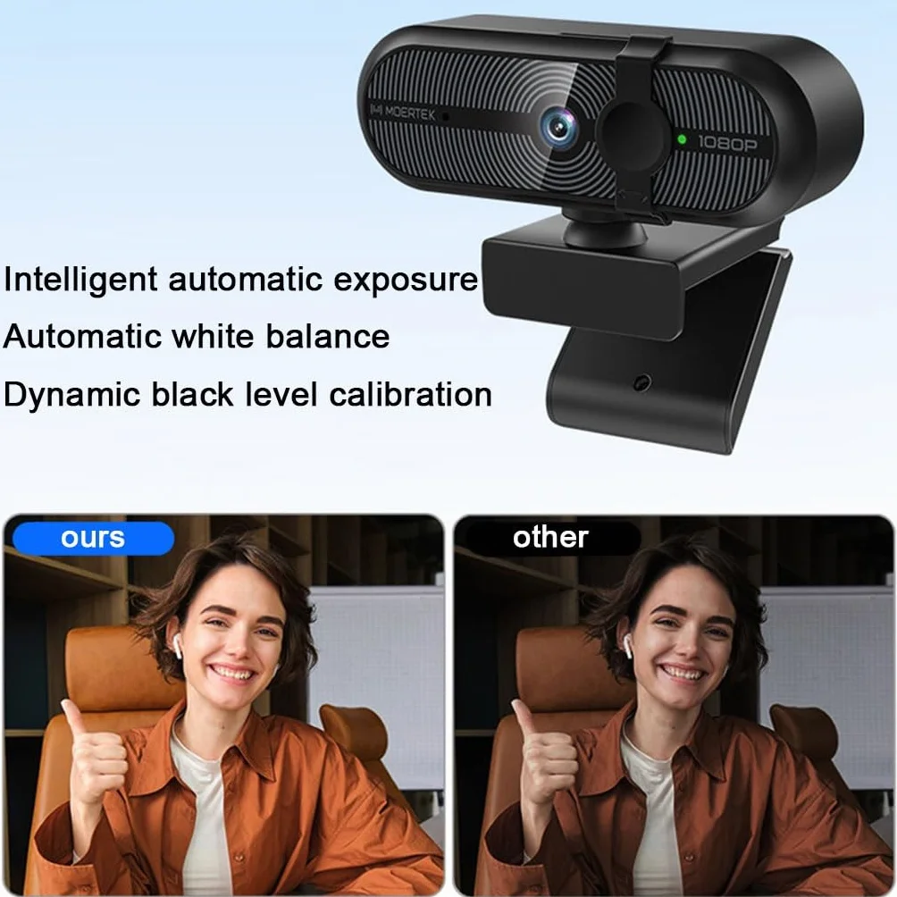 Kamera Internetowa USB HD PC Kamera Internetowa 1080P Z Mikrofonem, Wideokonferencje/klasy Online/gry Na Żywo, Wyczyść Dźwięk Stereo, Korekcja Światła(1080P+Tripod)