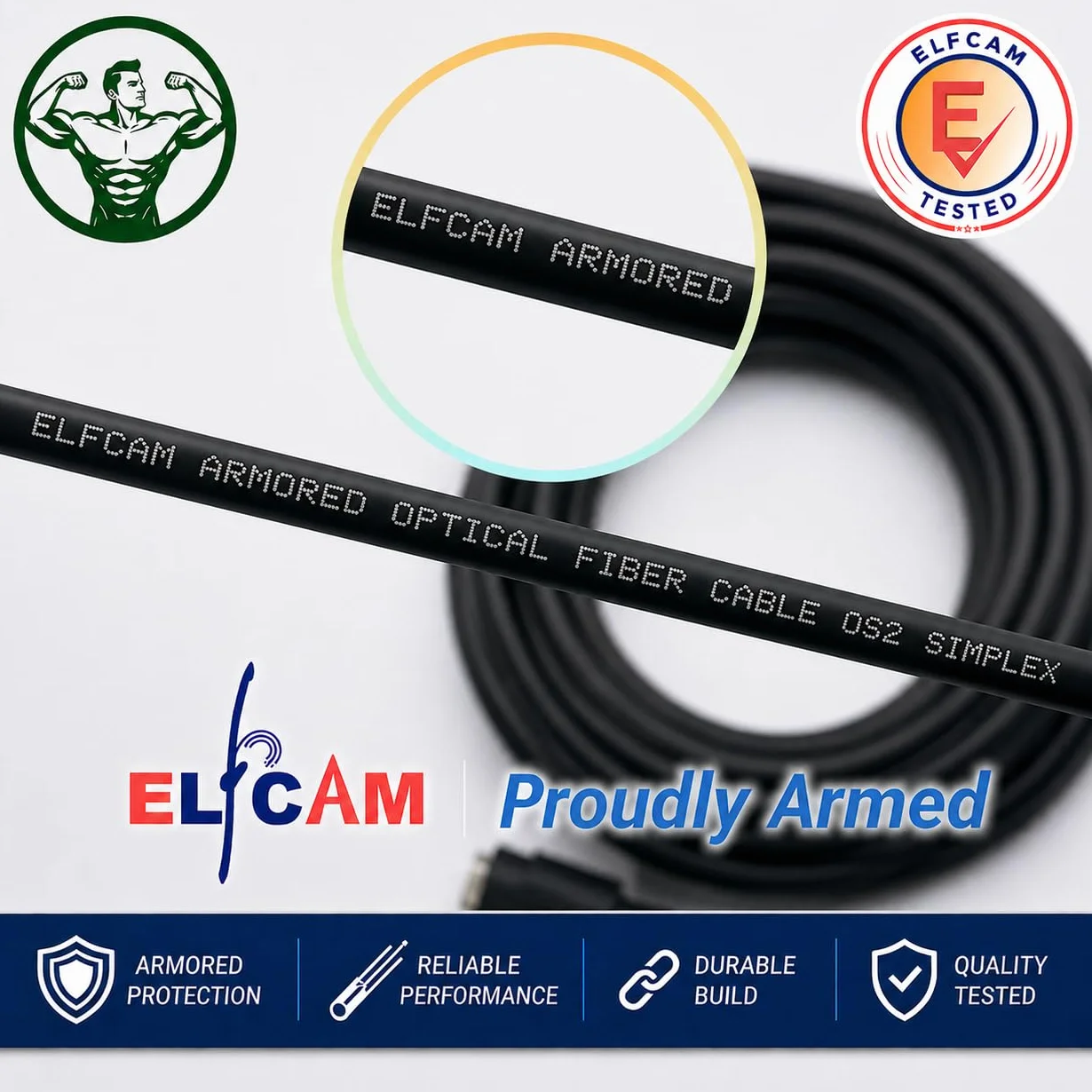 Elfcam® - LC/APC ze stali niewidomej LC/APC do LC/APC Simplex Jednomodowy LSZH (200M)