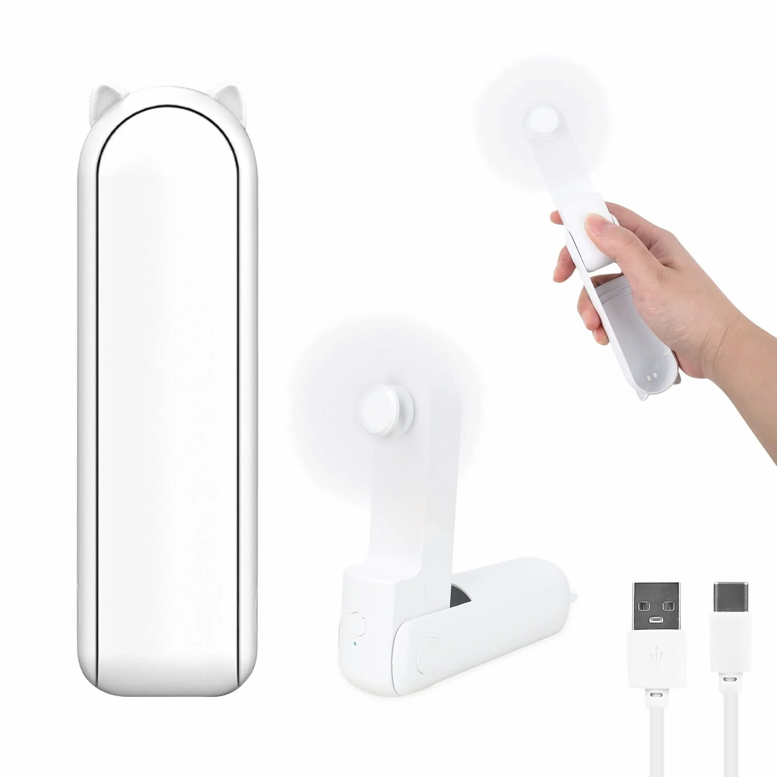 Wentylator kieszonkowy Mini przenośny wentylator ręczny 2 w 1, akumulator USB do ładowania na baterie [14–21 godzin] z wentylatorem zewnętrznym do domowego biura podróży na świeżym powietrzu