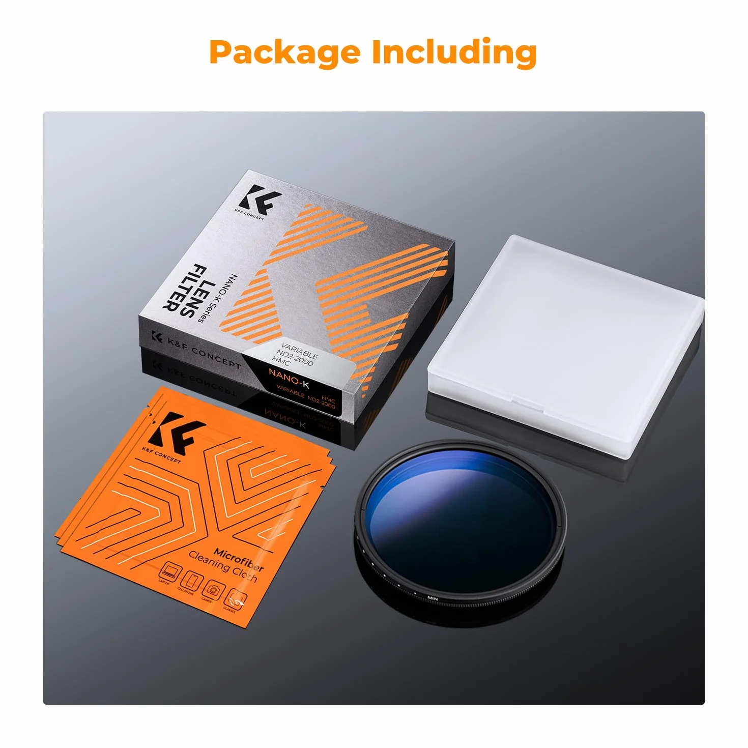 K&F CONCEPT 52 mm zmienny ND2-2000 (1-11 stopni) filtr obiektywu aparatu ND - 18-warstwowy regulowany filtr o neutralnej gęstości z 3 ściereczkami do czyszczenia próżniowego (seria K)