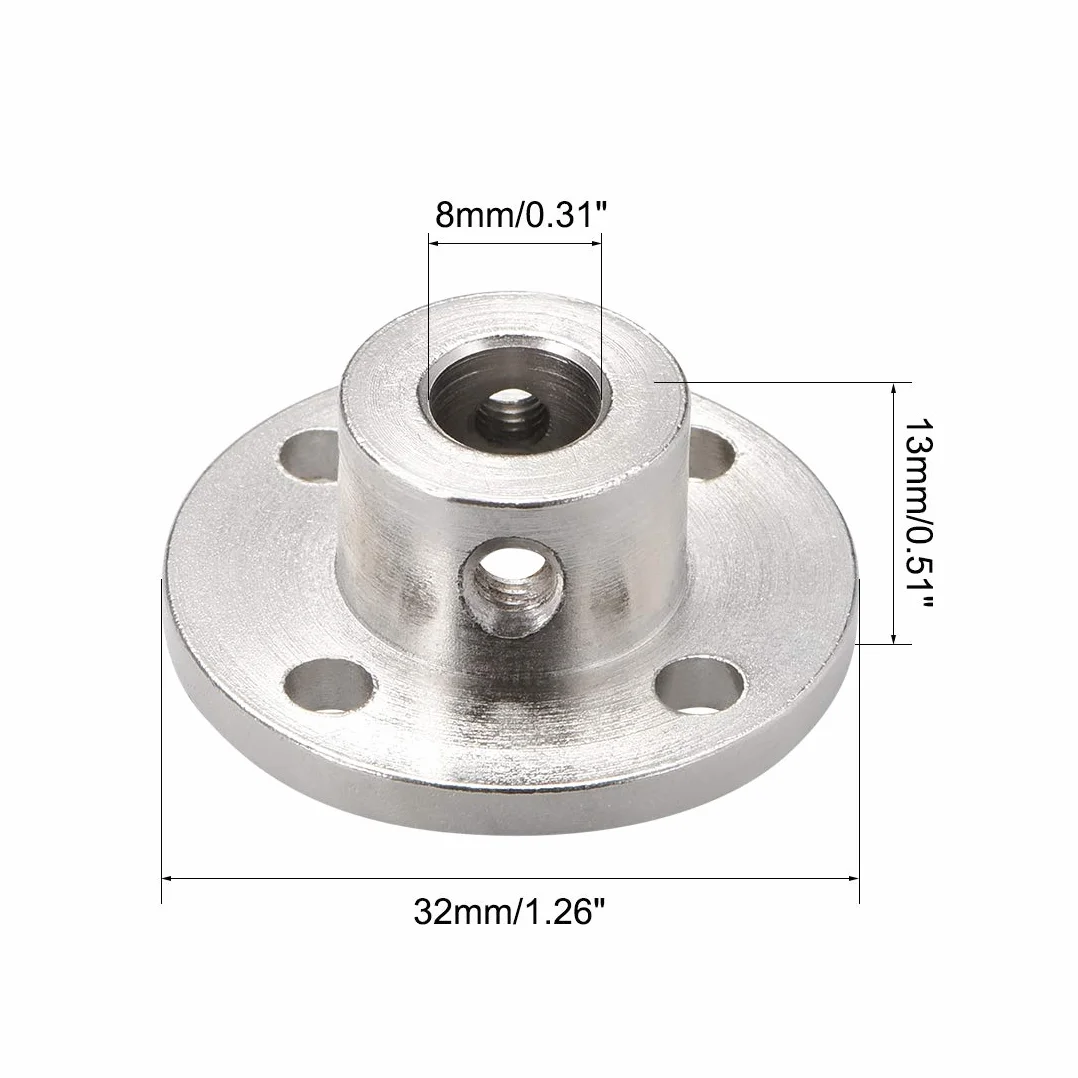 sourcing map Sprzęgło kołnierzowe prowadnica silnika sprzęgło faliste przyłącze silnika 8 mm średnica wewnętrzna H13*D16 sztywna do części DIY odcień srebrny