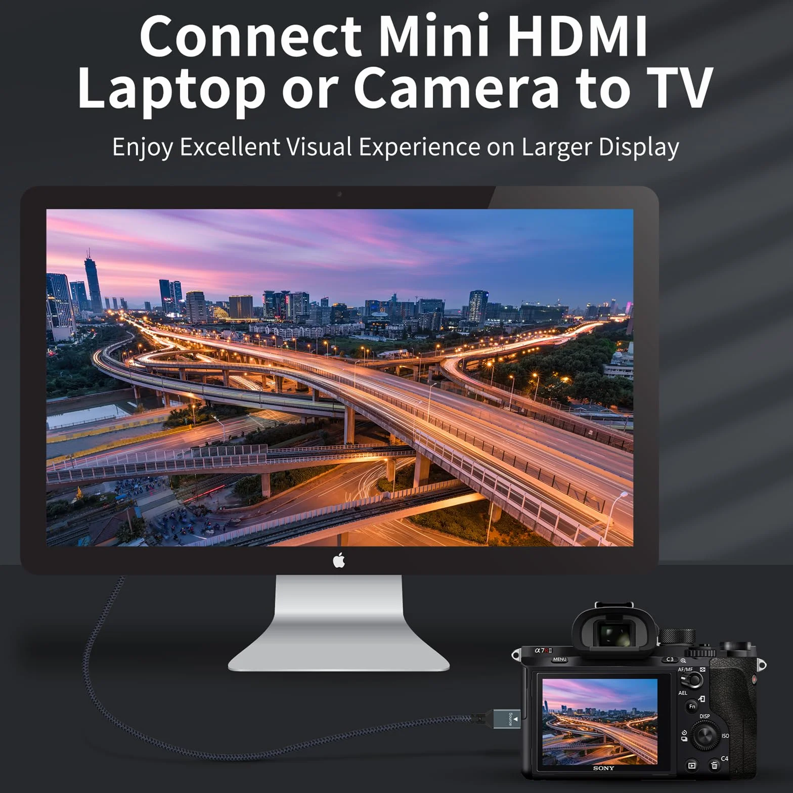 Twozoh Kabel Mini HDMI na VGA 3M, pozłacany i pleciony Mini HDMI VGA (Męski do Męski) kompatybilny z ultrabookami, notebookami, tabletami, aparatami fotograficznymi i kamerami