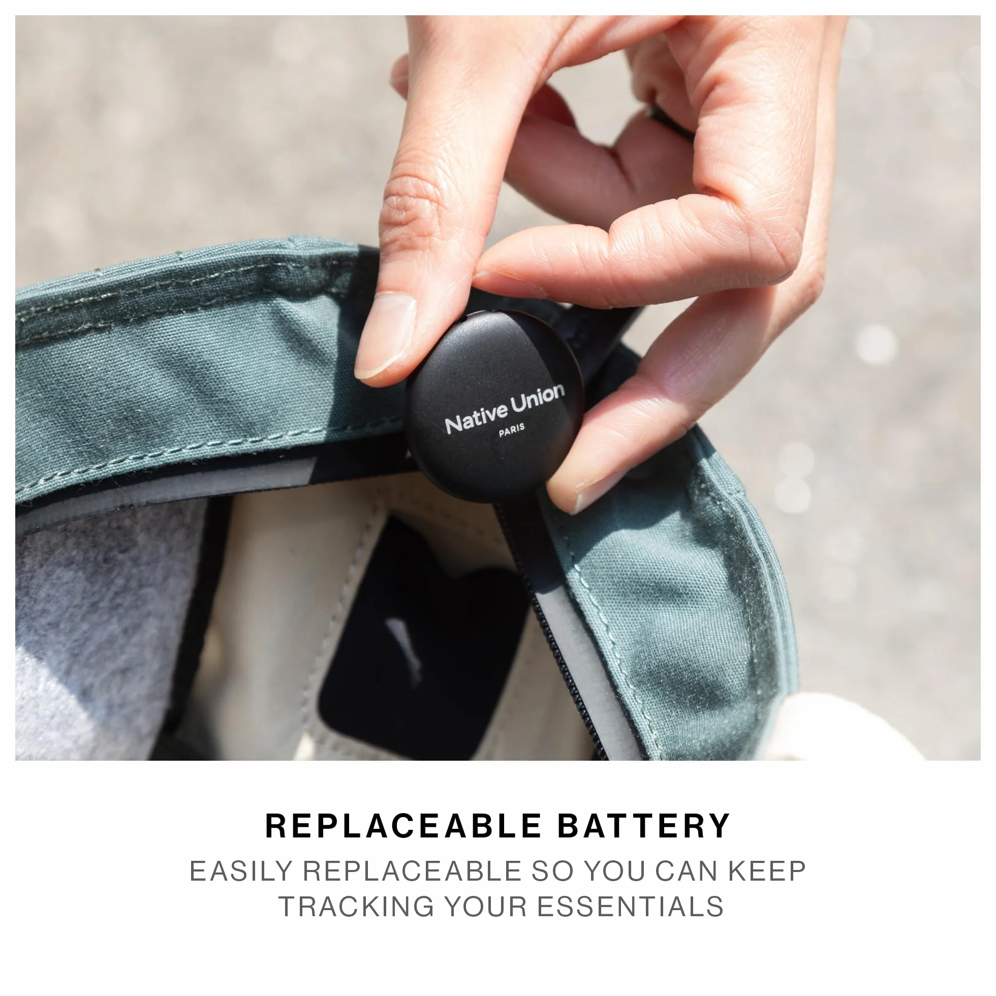 Native Union Find It Tag – Bluetooth Lokalizator – Znajdź Klucze, Plecak, Walizki – Kompatybilny z Apple Find My – Smukły design – Wymienna bateria na 1 rok – Głośny alarm