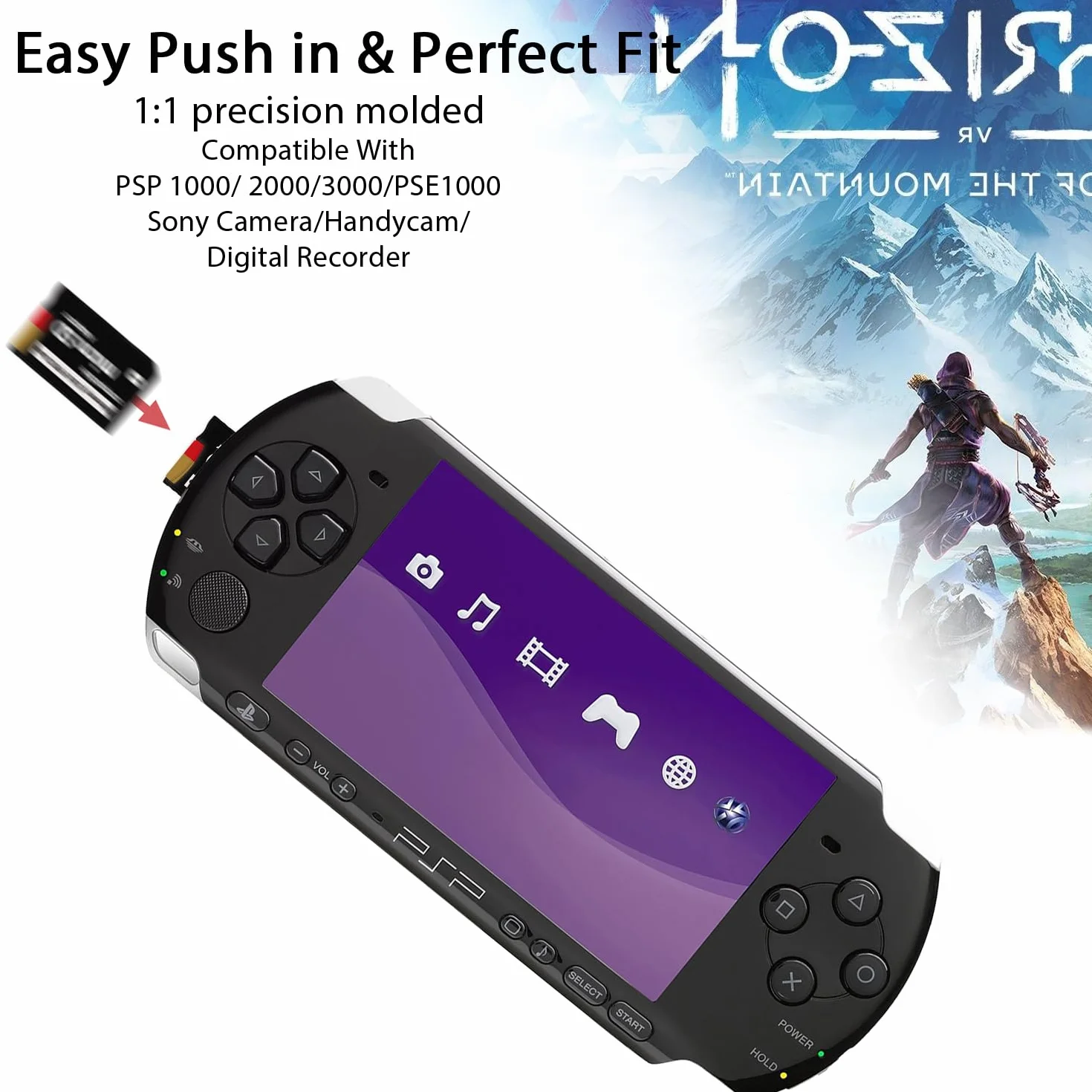 Adapter pamięci PSP z kartą micro SD 32 GB, Micro SD/SDHC/SDXC do Memory Stick PRO Duo MagicGate karta kompatybilna z PlayStation Portable, aparatem, kamerą ręczną, telefonem komórkowym i PSP 1000