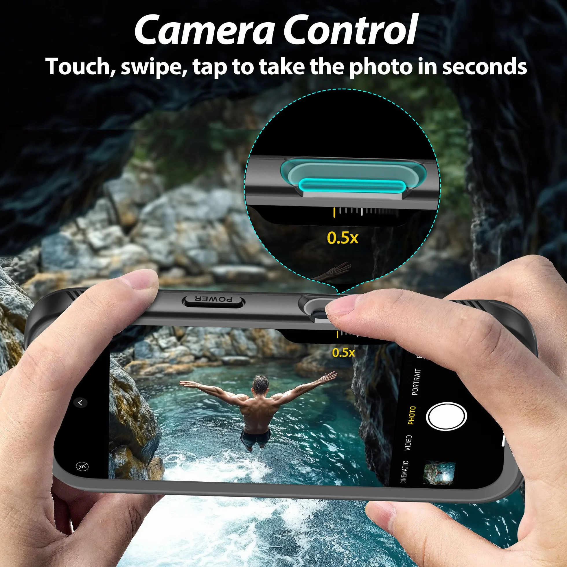 SPORTLINK Wodoodporne etui do iPhone'a 16 Pro Max - odporne na wstrząsy, wytrzymałe etui przednie i tylne [wbudowana osłona ekranu/aparatu] 360 ochrona całego korpusu [pyłoszczelne] [IP68 podwodny