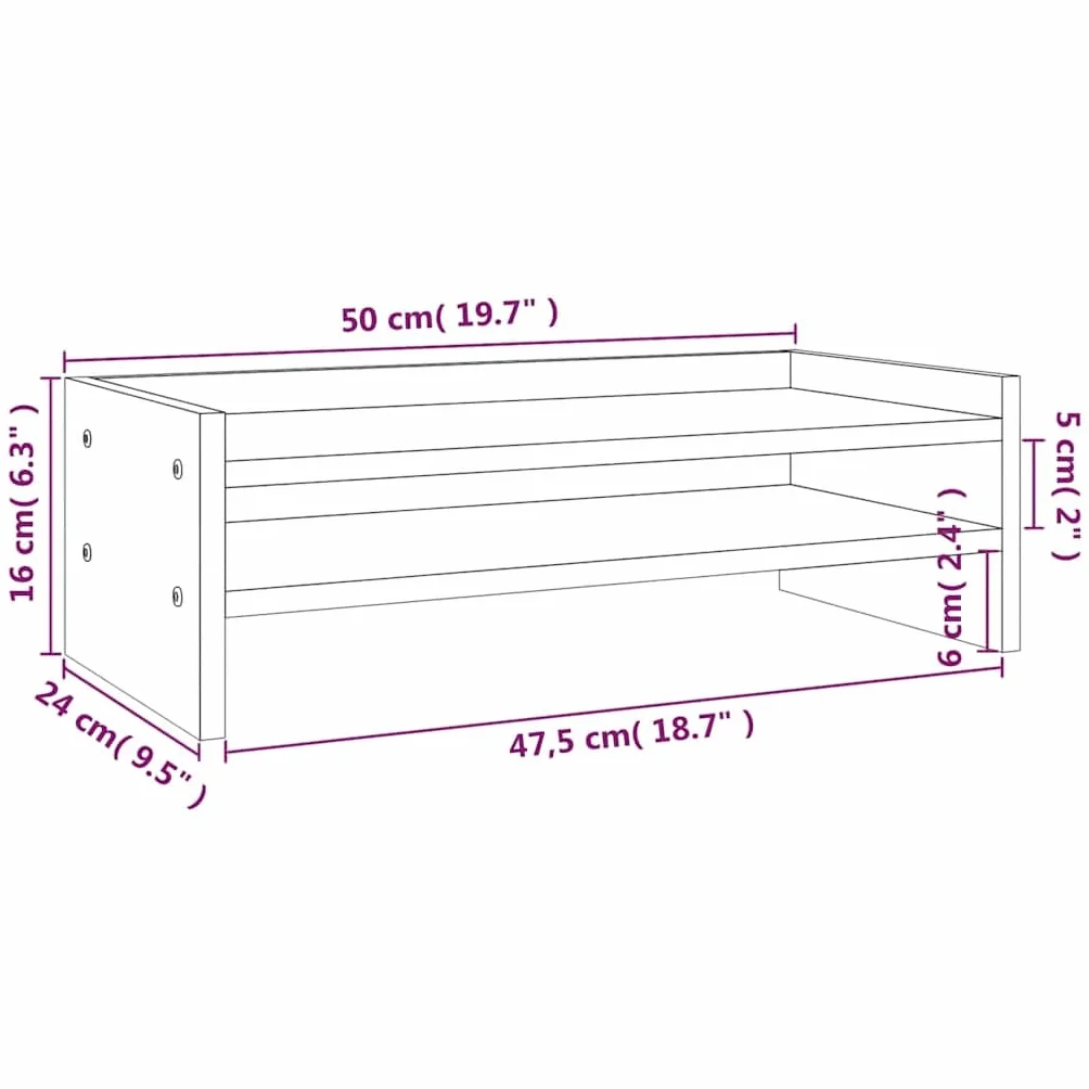 Générique Stojak na monitor z litego drewna sosnowego biały 50 x 24 x 16 cm, minimalistyczny design z miejscem do przechowywania klawiatury, laptopa i akcesoriów, stabilna rama