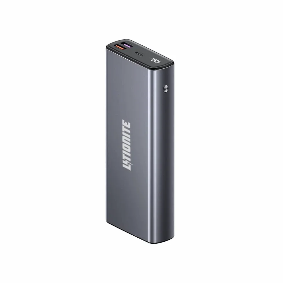 LITIONITE Capsule 65W / 30.000mAh Power Bank z aluminium PD3.0 USB Type-C (65W Max) - 2x USB-A (Quick Charge 3.0) - Przenośna bateria zewnętrzna do laptopa/MacBook/Surface/Smartphone/Tablet