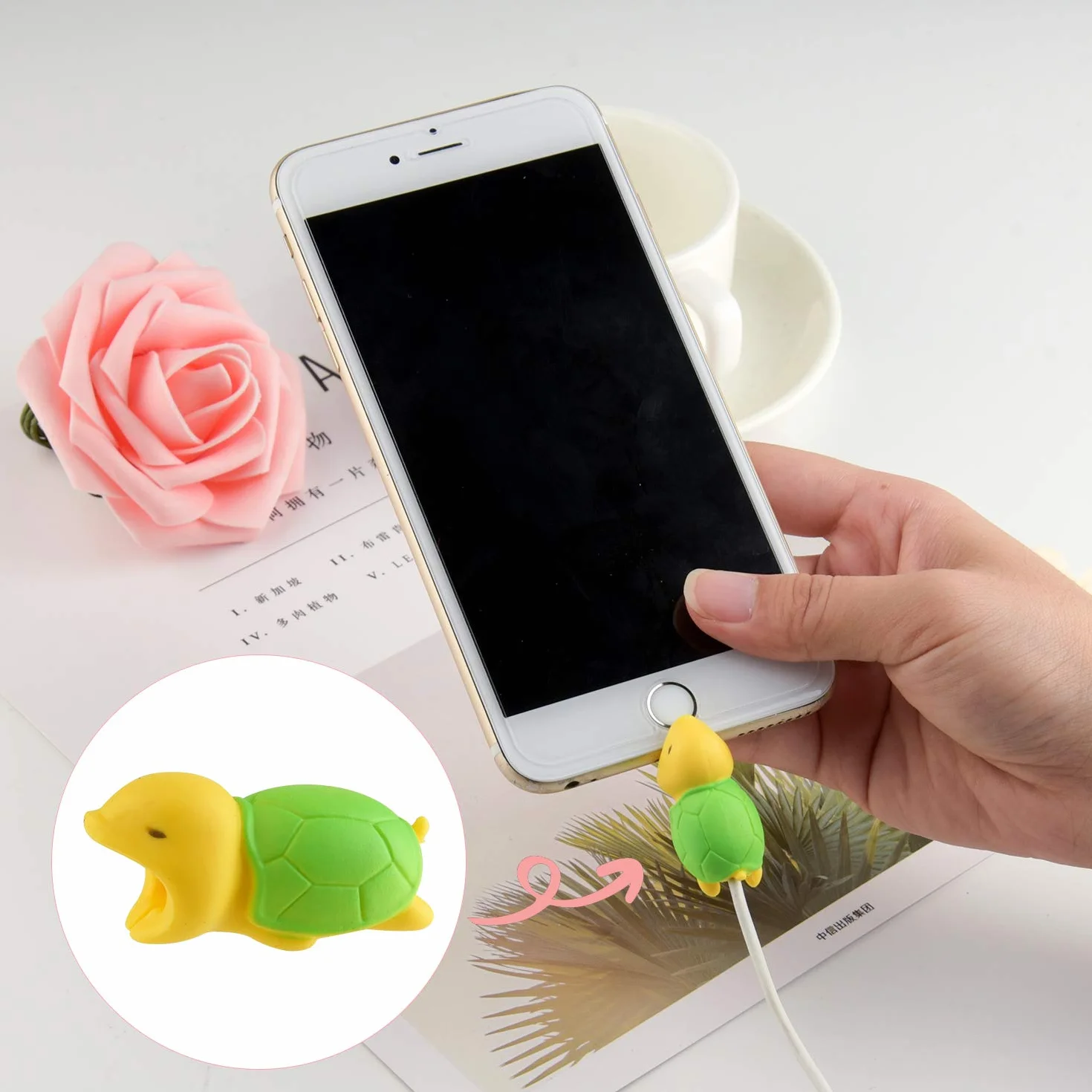 TUPARKA 15 sztuk kabli ze zwierzętami, silikonowy, ochronny, kabel do ładowania, Saver, USB, ochrona kabla do ładowania, kompatybilne z iPhone/Android