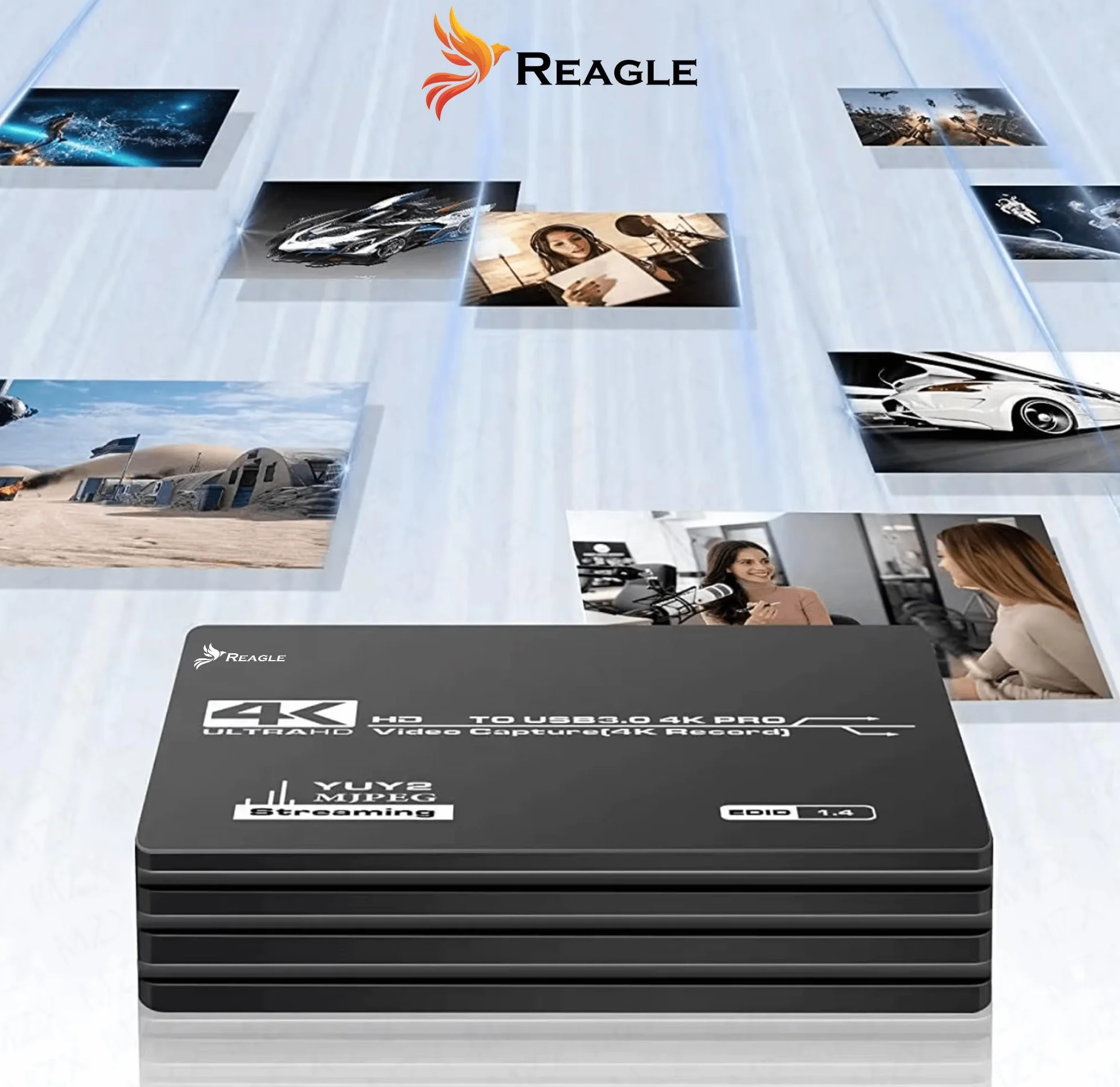Reagle HDMI Video Capture Card 4K 60Hz USB 3.0 YUY2 OBS HDCP Game Capture do konsoli, kamery Plug & Play Stereo Audio HDMI Loop-Out aluminiowa obudowa