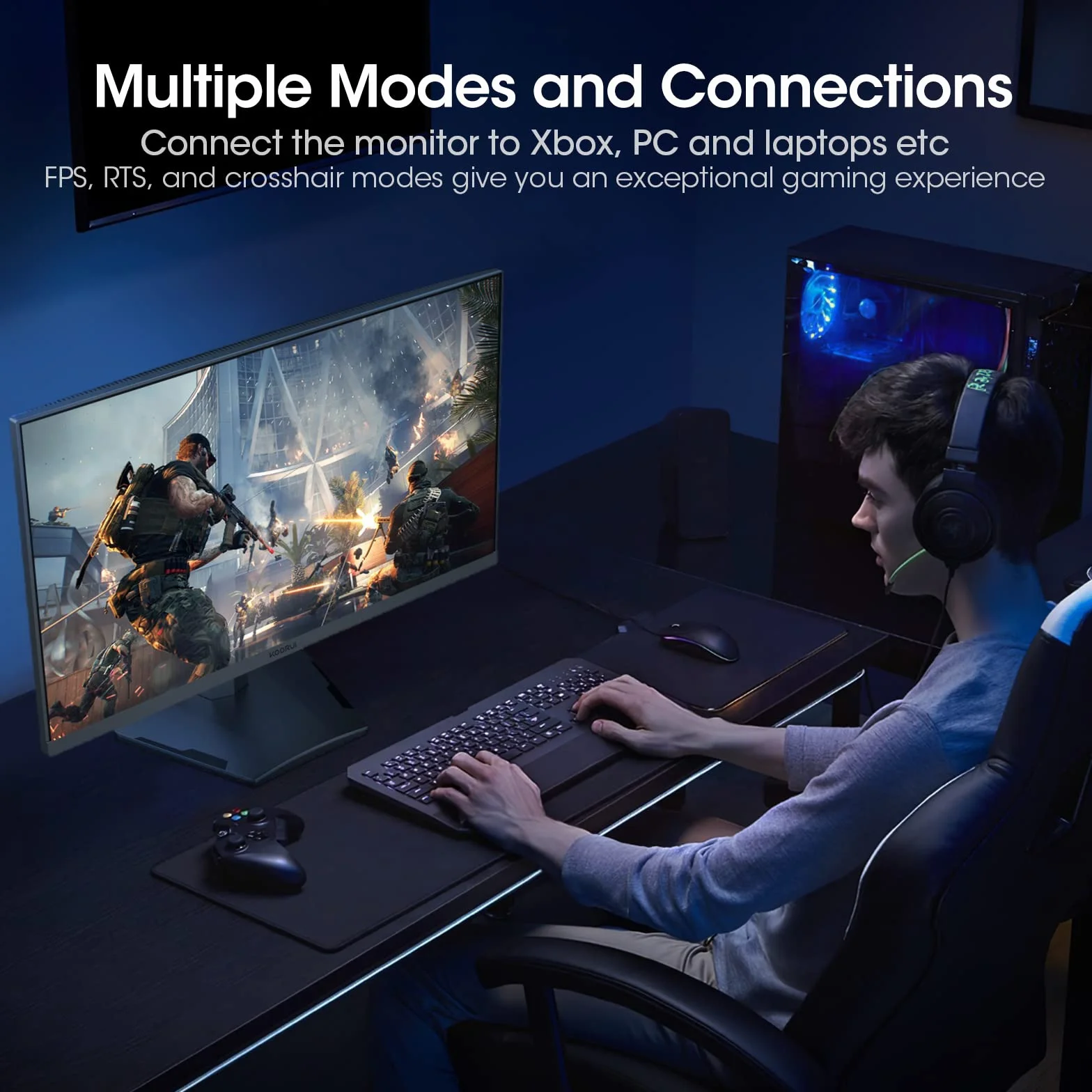KOORUI Monitor gamingowy 24.5", 180Hz, FHD(1920 x 1080), PC monitory FreeSync &G-Sync kompatybilny z (VA, 1ms, 99% sRGB, Eye Care, 2 x HDMI, DisplayPort, VESA 75 x 75