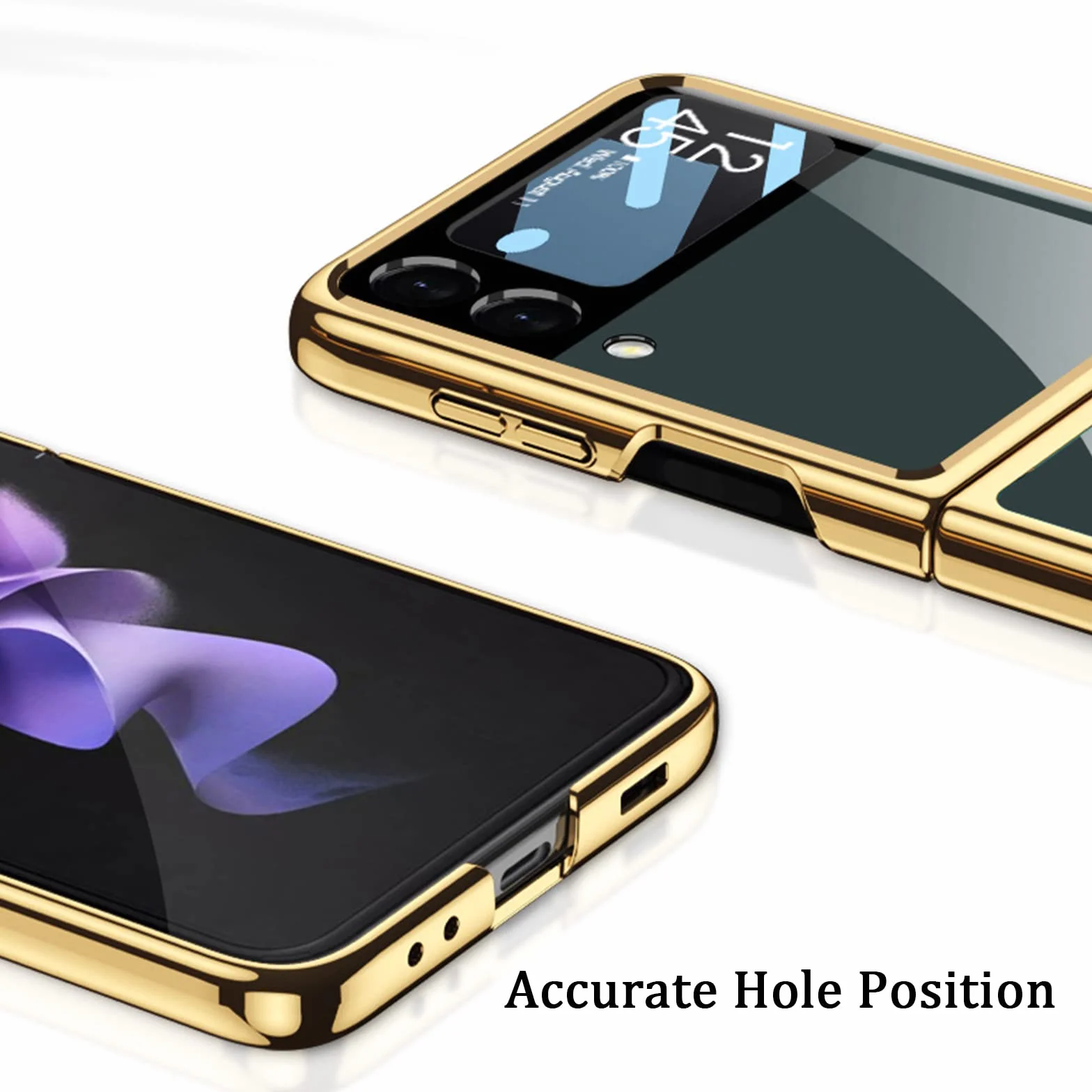 Etui do Samsung Galaxy Z Flip 3 5G ultracienkie szkło hartowane etui na telefon osłona moda galwanizowana PC tylna osłona z osłoną ekranu aparatu, fioletowe