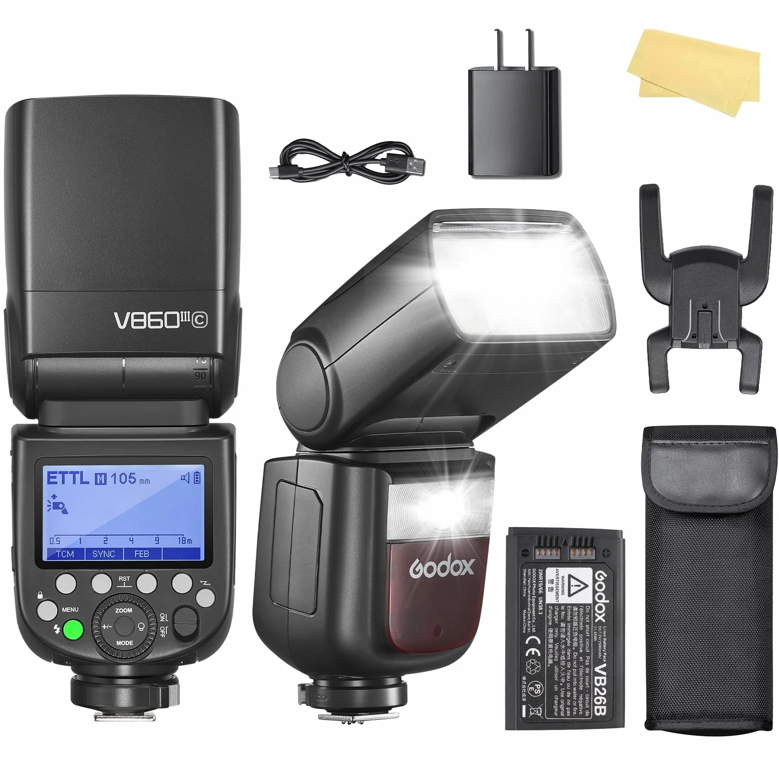 Godox V860III-C lampa błyskowa do aparatu Flash Speedlite Light do Sony 76 Ws 2.4 G TTL HSS 1/8000 s 7,2 V/2600 mAh akumulator litowo-jonowy 0,01-1,5s czas ładowania, 10 stopni lampy błyskowej