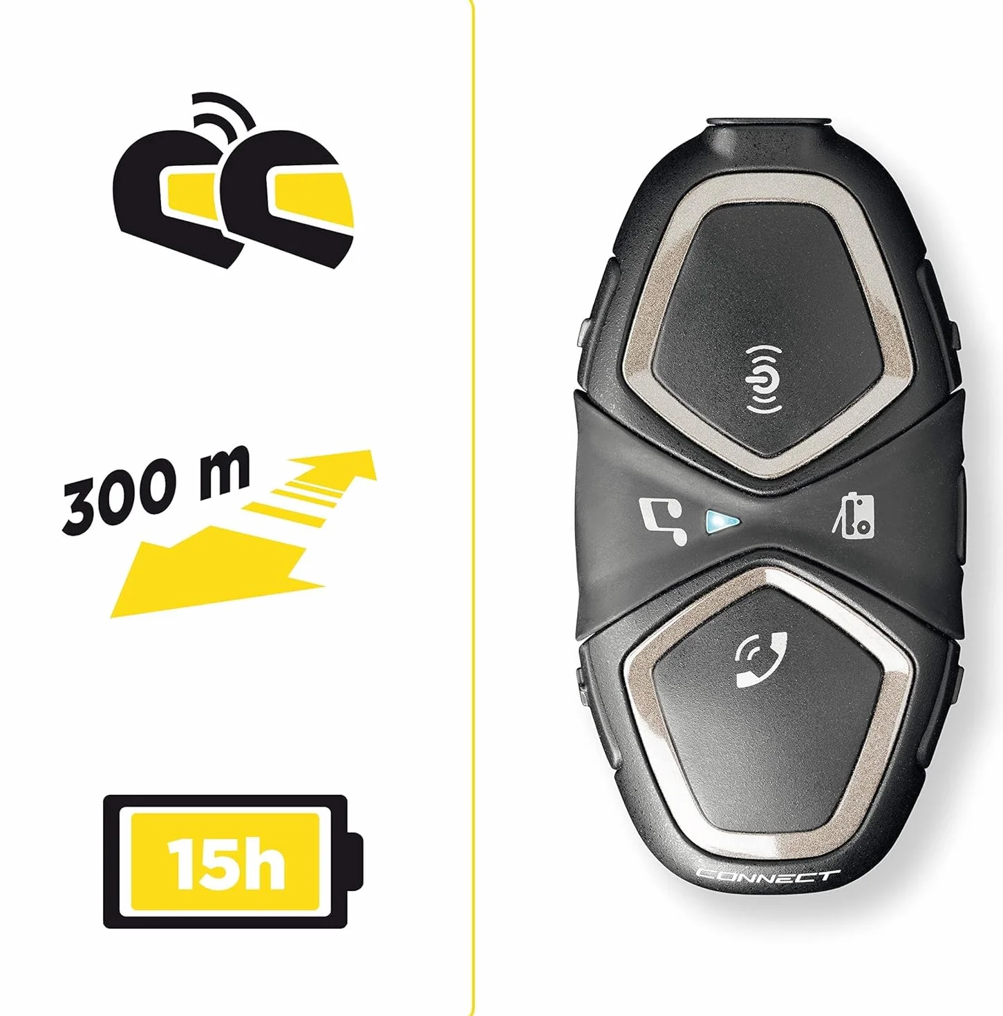 INTERPHONE CONNECT HD jeden domofon kask motocyklowy słuchawki stereo o wysokiej wierności 40 mm, do użytku pilota, odległość 300 m, czas pracy 12 godzin, radio, GPS, TFT, wodoszczelność IPX67