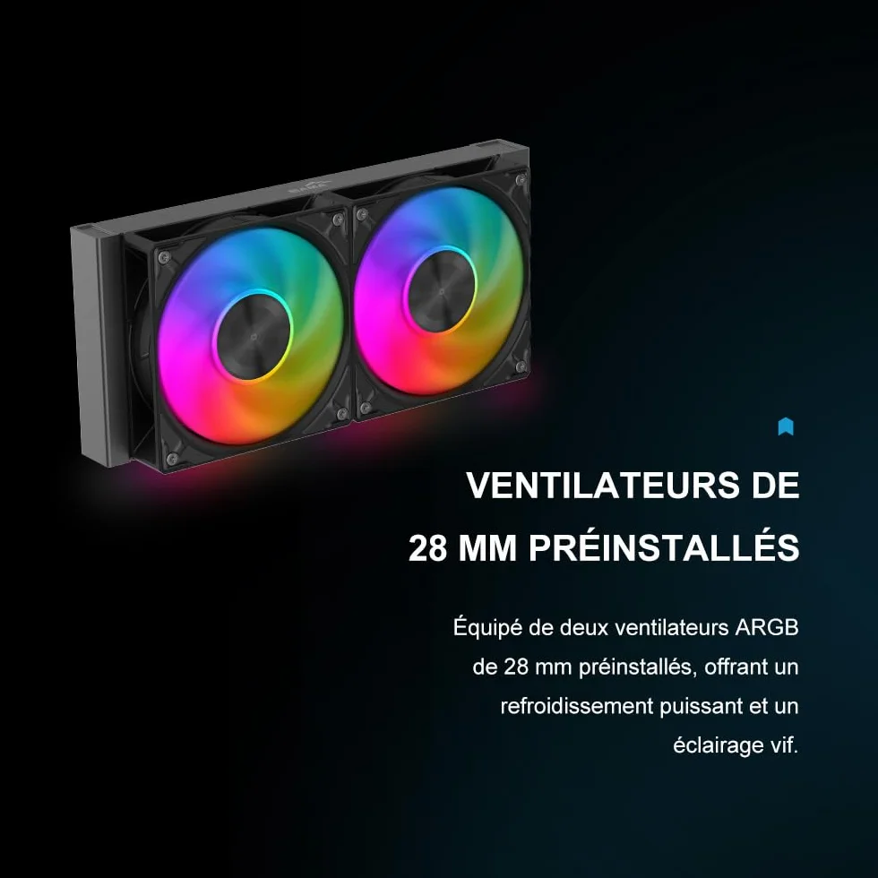 Chłodzenie wodne CPU SAMA L50 240 mm, efekt nieskończonego lustra, czarny | Intel LGA 1851/1700/1200/115X, AMD AM5/AM4, 2x120mm ARGB (synchronizacja z płytą główną), PWM, cicha praca, wentylatory 28 mm