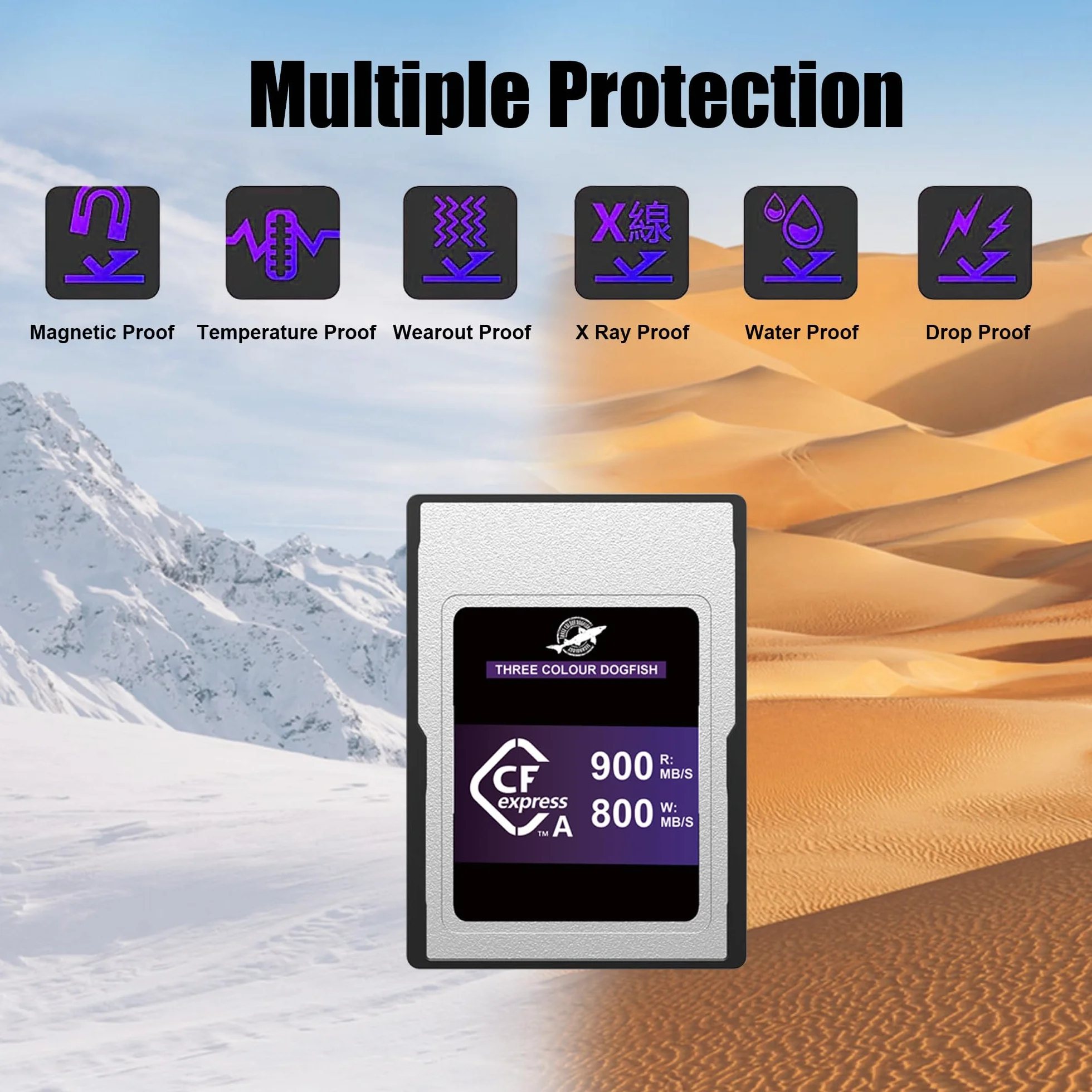 Dogfish 256 GB CFexpress typ A Card, odczyt do 900 MB/s, karta pamięci CF Express Typ A do kamer Sony Alpha/FX nagrywanie 4K 8K i szybkie zdjęcia ciągłe