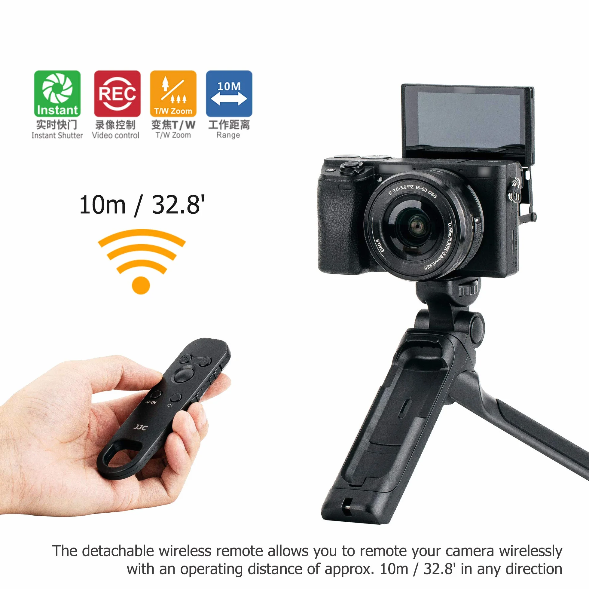 JJC statyw kamery cyfrowe pilot bezprzewodowy uchwyt do Sony a1 a9 a9II a7 IV a7III ZV-1 ZV-1F ZV-E10 a6100 a6400 a6600 a7RIV a7R V RX100VII Zastępuje Sony GP-VPT2BT uchwyt do fotografowania