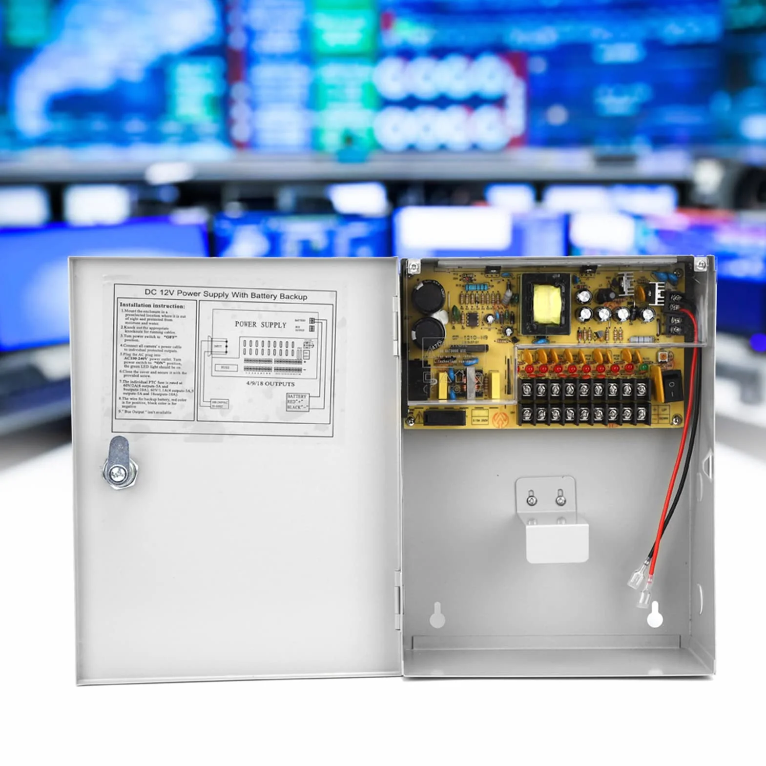 YWBL-WH Zasilacz Kontroli Dostępu PWM 12V 10A z funkcją Opóźnionego Wyłączania dla Systemów Kontroli Dostępu Zasilacz UPS Instalacja Pionowa