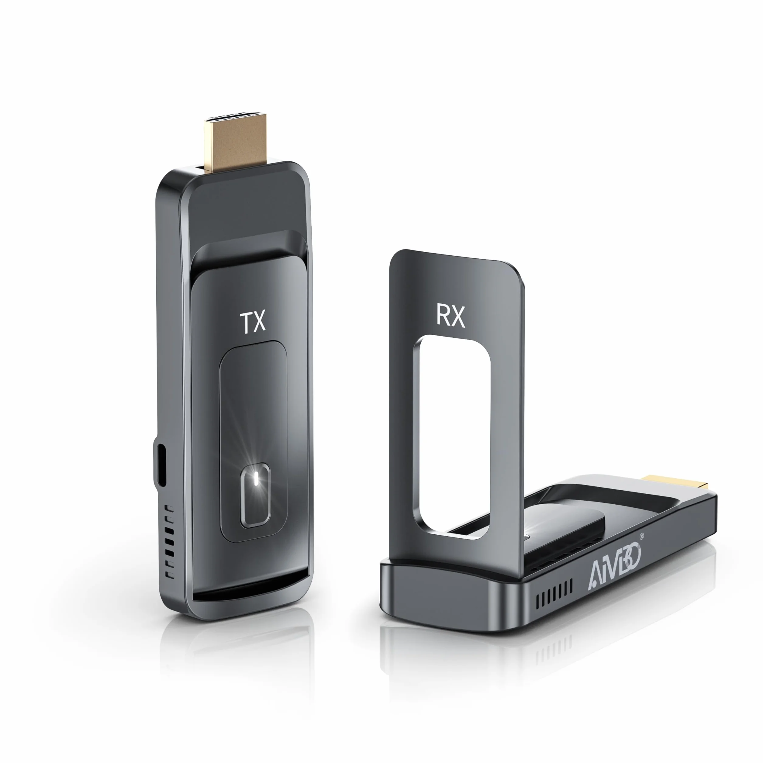 2026 AIMIBO bezprzewodowy transmiter i odbiornik HDMI, transmisja radiowa 5G HDMI do 6 telewizorów, wejście 4K 1080p @60 Hz ze składaną anteną do laptopa/PC/TV Box do wielu TV/monitorów/projektorów 50