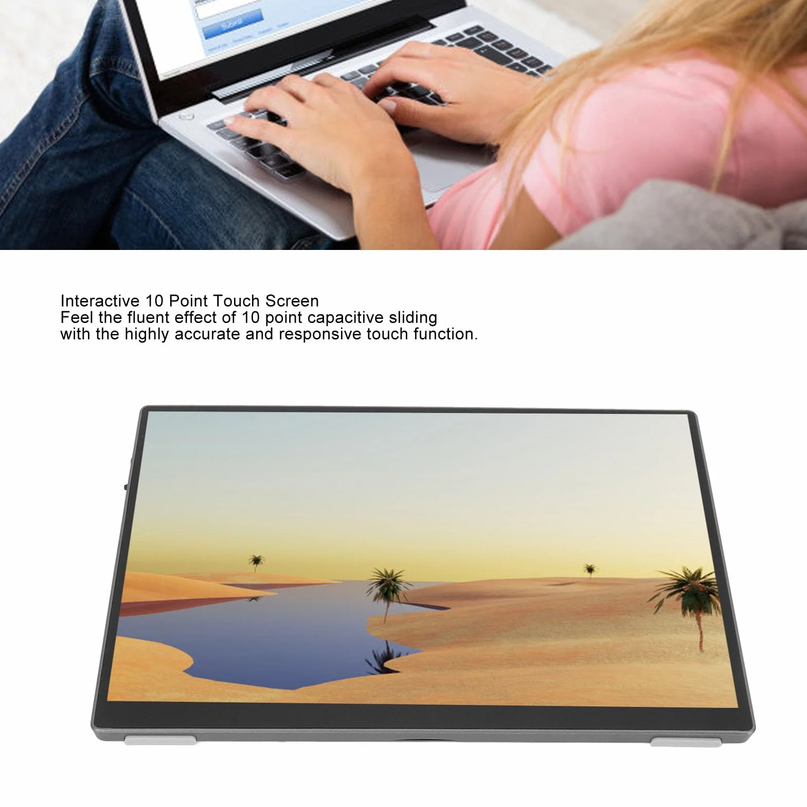 Przenośny Monitor, Mały Monitor z Ekranem Dotykowym 10,5 Cala i rozdzielczością 1920x1280 z Podwójnym Głośnikiem, Zewnętrzny Monitor do Gier do Laptopa Telefon Komputer do