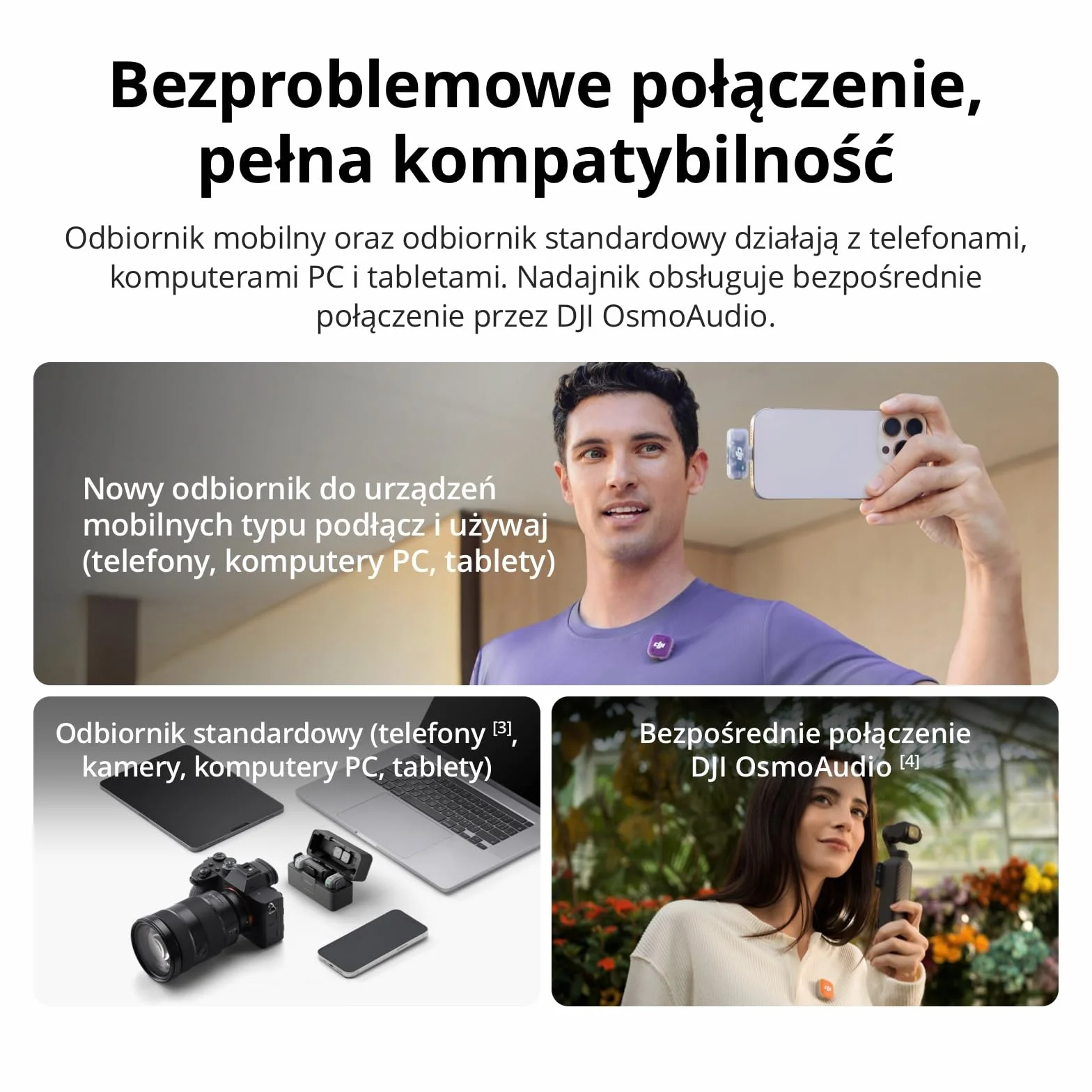 Nadajnik DJI Mic Mini 2, bezprzewodowy mikrofon Mini Mic, ultralekki, czas pracy 8 godz., oszczędzanie energii, redukcja szumów, vlog, streaming | 8 godzin pracy, tryb oszczędzania energii, redukcja szumów, vlog, streaming
