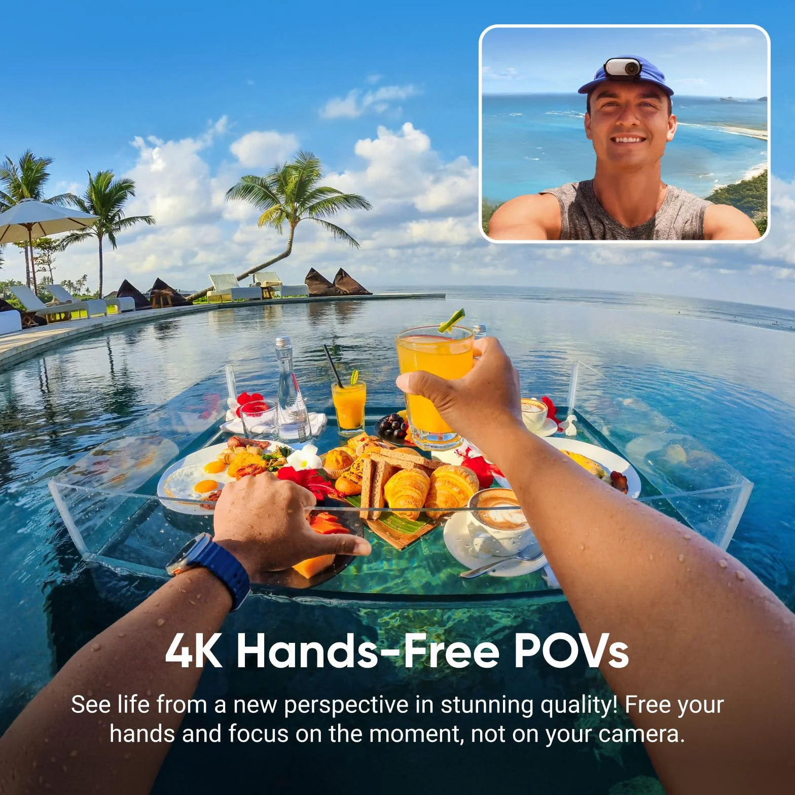 Insta360 GO 3S Cycling POV Bundle 64GB biały - mała przenośna kamera do vlogowania 4K, bez użycia rąk, mocowanie w dowolnym miejscu, stabilizacja, 140 min pracy baterii, wodoodporność 10 m, edycja AI