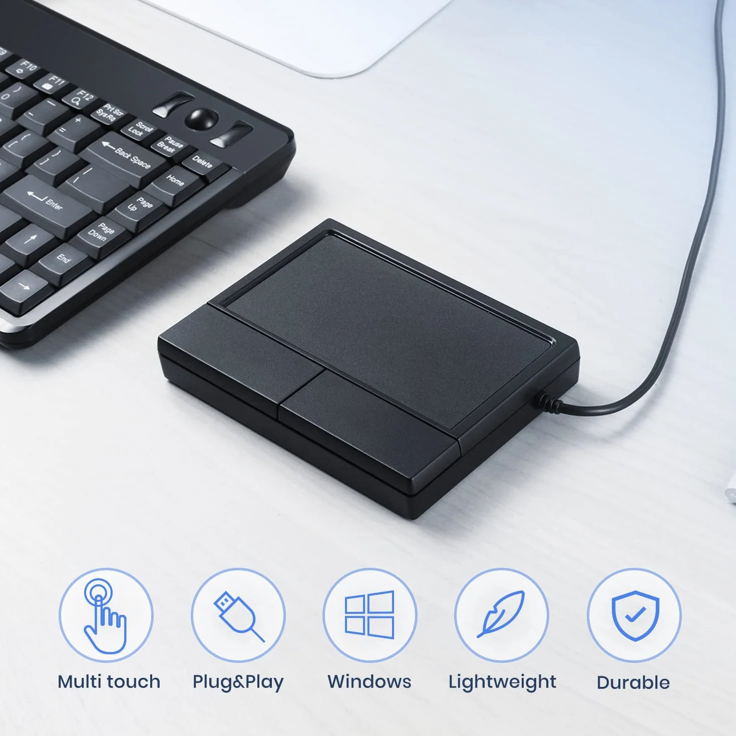 Perixx PERIPAD-504 przewodowy przenośny panel dotykowy (touchpad) USB; dla komputerów stacjonarny i laptopów, w kolorze czarnym; duży rozmiar