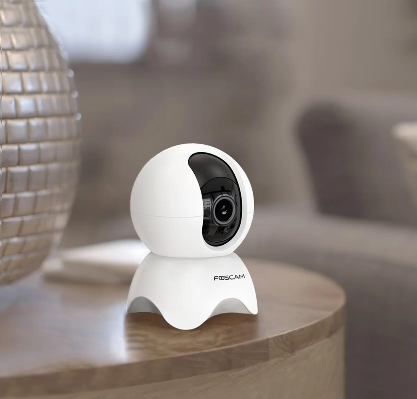 Foscam 5 MP Wewnętrzna kamera nadzorująca WiFi, Pan-Tilt z 6 cyfrowym zoomem, dwukierunkowy dźwięk, noktowizor, detekcja ruchu/osoby, asystent głosowy, biały monitor dla dziecka opakowanie 1 x 5