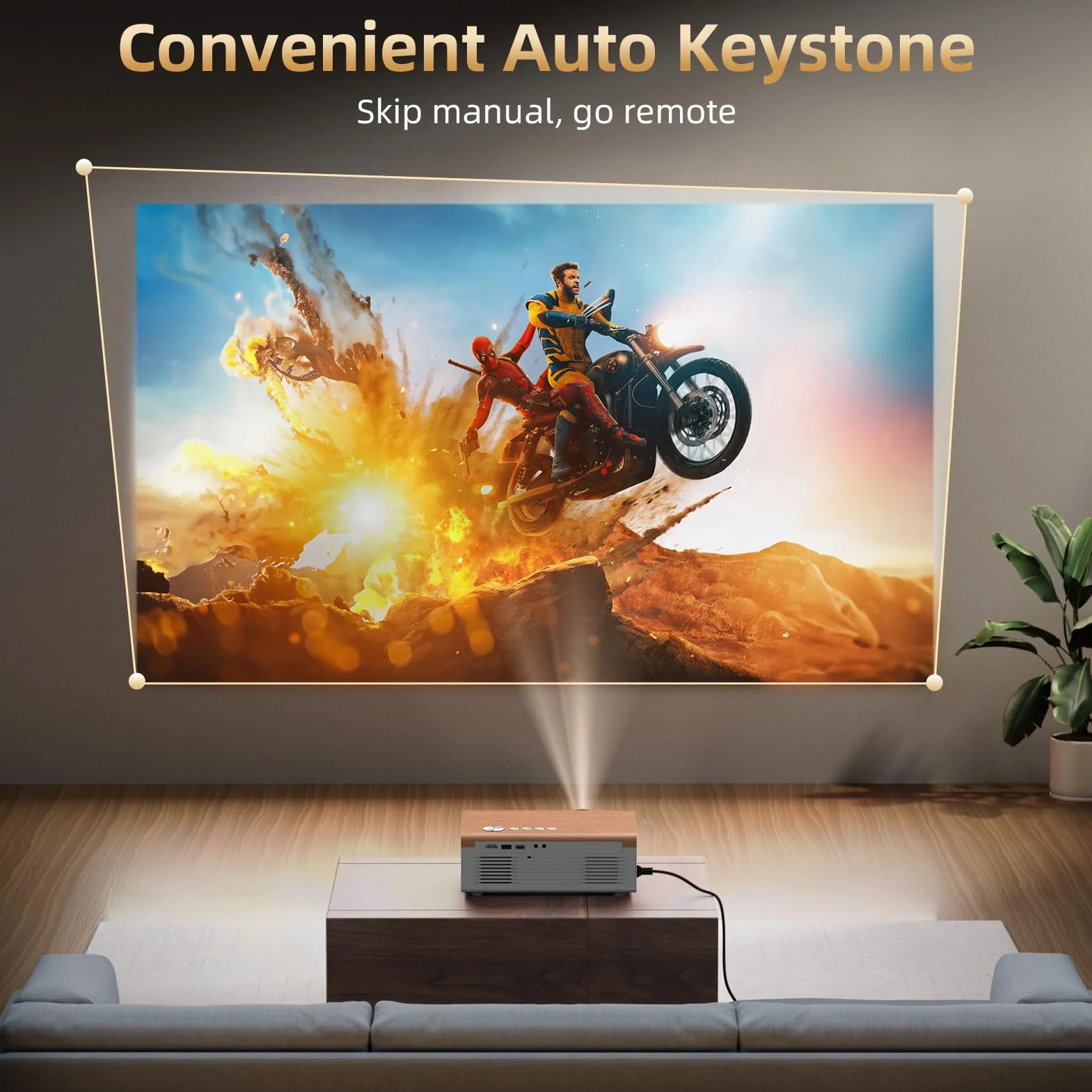 Elektryczny fokus/Auto 6D Keystone] Projektor FUDONI z WiFi6 i Bluetooth5.4, 800ANSI Native 1080P przenośny zewnętrzny projektor filmowy, Smart Home Proyector 4K, obsługa HDMI/USB/iOS/Android/TV