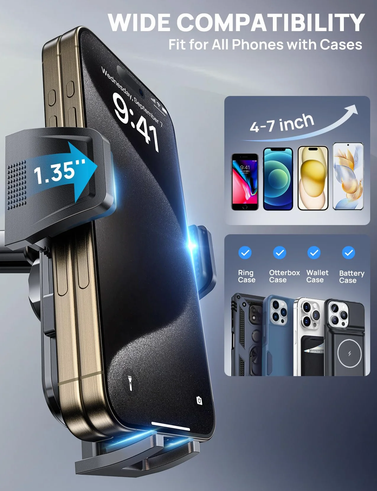 2024 nowy uchwyt samochodowy na telefon, wytrzymały uchwyt na telefon samochodowy na deskę rozdzielczą, obracany o 360° antypoślizgowy silikonowy uchwyt na telefon uniwersalny do iPhone 13 12 Samsung