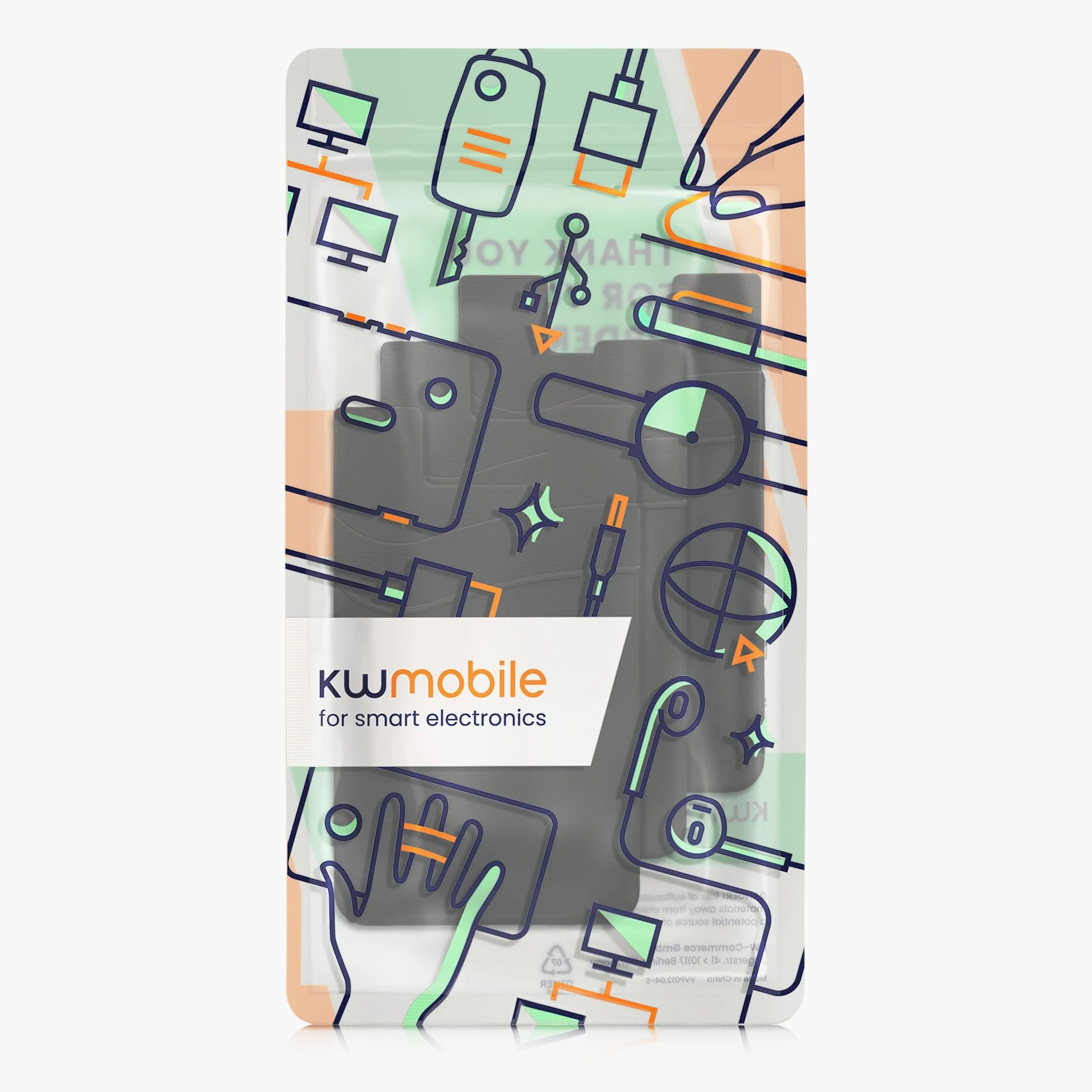 kwmobile Przyklejane etui na karty do telefonu (zestaw 3) - silikonowe etui na karty podwójne gniazdo portfel - przykleja się do tyłu telefonu - czarny/czarny/czarny