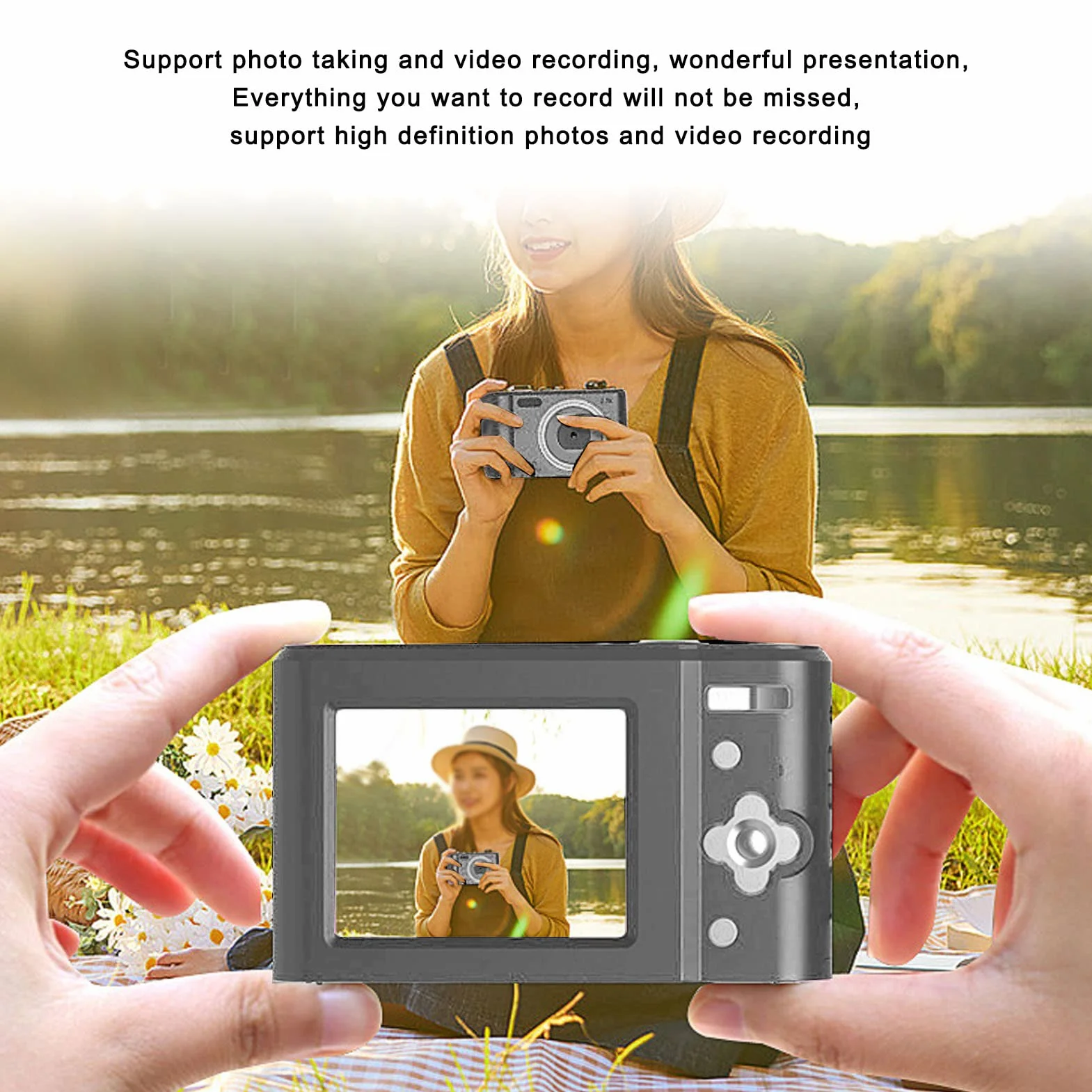 Cyfrowy aparat fotograficzny, 44-megapikselowy aparat, autofokus CCD MP3, obsługa baterii 700 mAh Nagrywanie wideo 2,7 K, odpowiedni dla nastolatków, dziewcząt, seniorów, początkujących