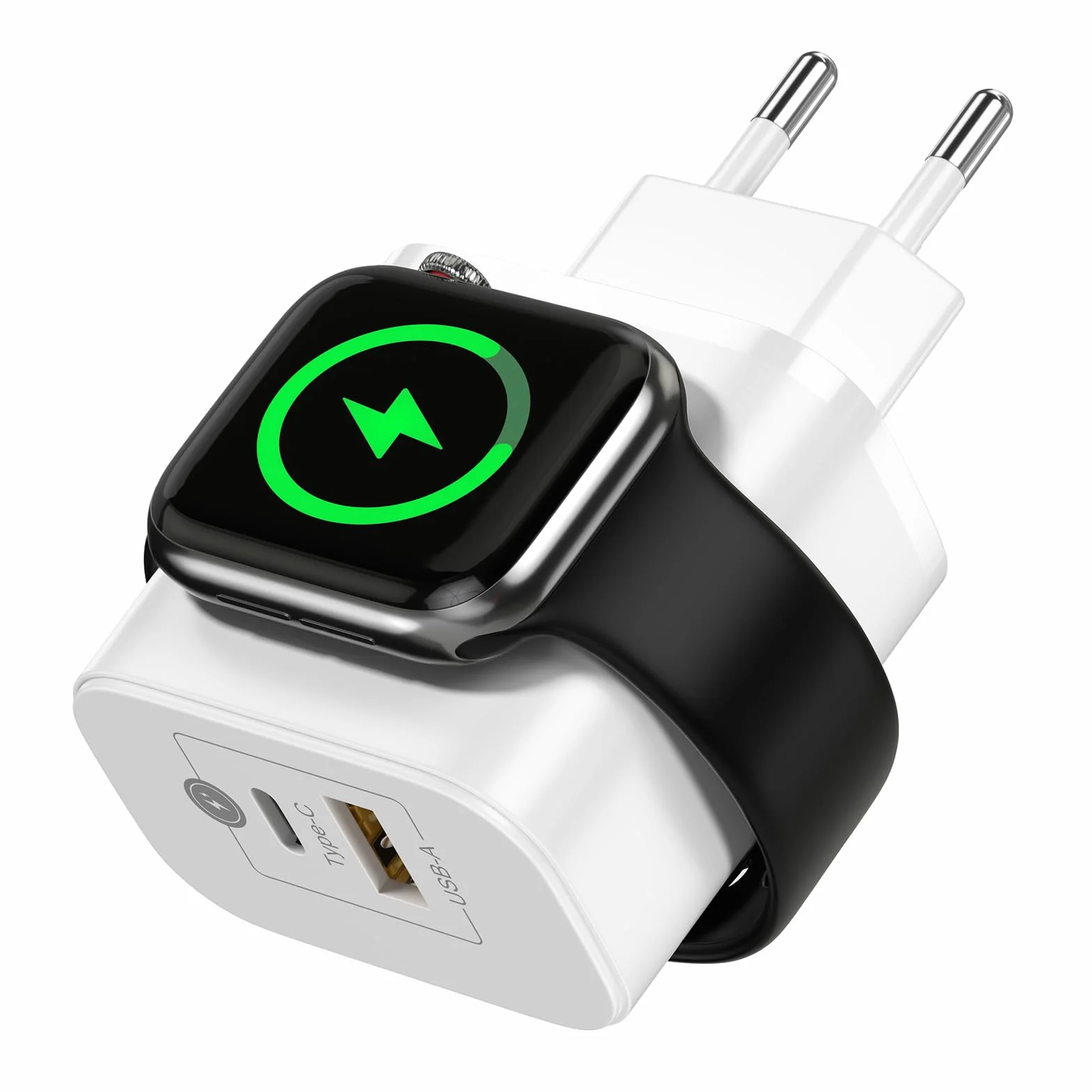 Stacja ładująca 3 in 1 zegarka Apple Watch i iPhone'a, przenośna ładowarka ścienna 20W z 2 portami USB-C i USB-A, szybka ładowarka PD i QC do for Apple Watch 1/8/SE/Ultra Pro/3/2 iPad Samsung Huawei