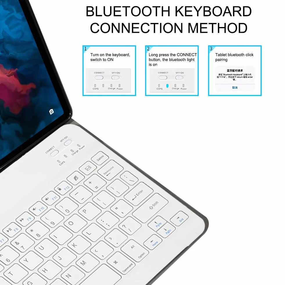 Sojare 9,7'' ~ 10,1'' tablet laptop uniwersalny pokrowiec ochronny PU + klawiatura Bluetooth do Android/OS/WIN, uniwersalne etui na tablet + stojak, wodoodporna osłona folio ze skóry PU