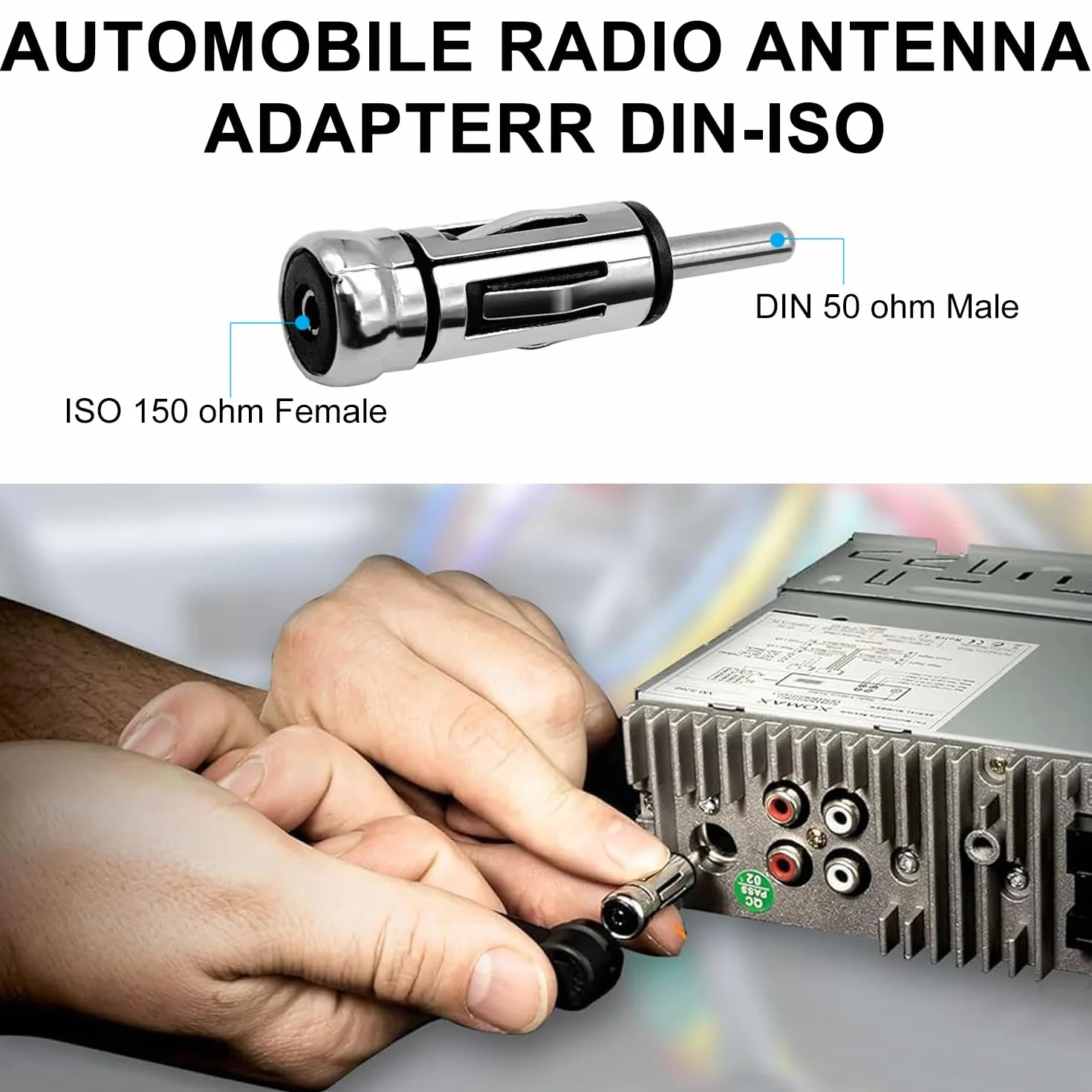 Zestaw adapterów radiowych do samochodów 16-pinowe złącze ISO do gniazda, adapter antenowy DIN/ISO zacisk 15 + 30 wtykowy przedłużacz adaptera radiowego, kompatybilny z Opel VW Fiat Mercedes