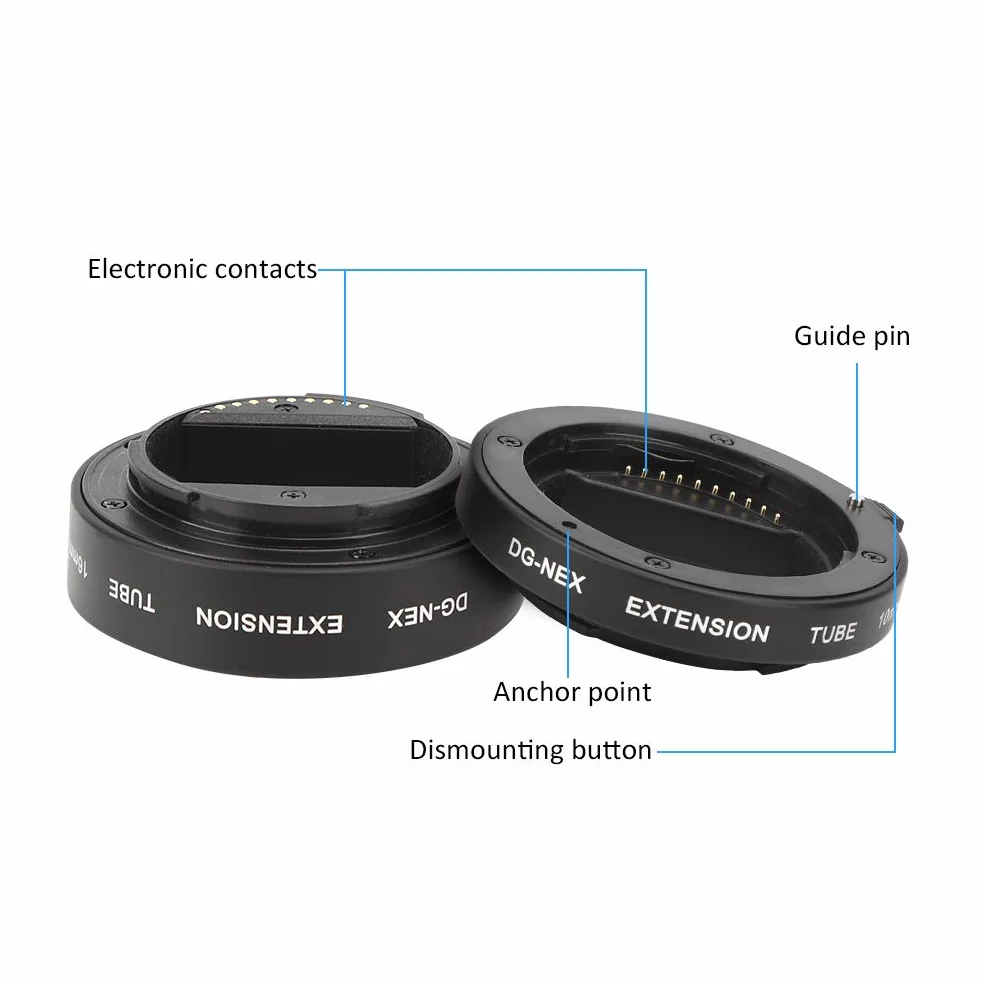 10mm + 16mm automatyczne ogniskowanie makro pierścień pośredni rura przedłużająca, do aparatów dla A9 A7 A7II A7III A7RIII A7RII A7S A7R A6300 A6000 A5000 A6500 A6600 NEX-5T