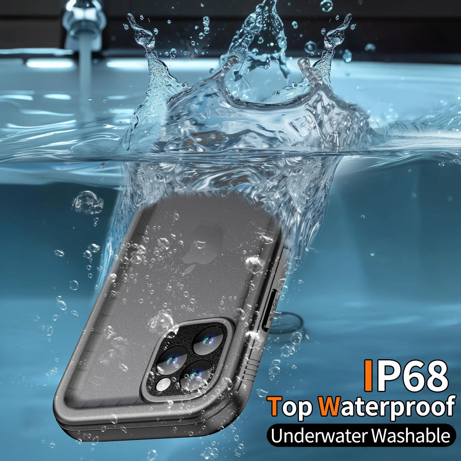 Cozycase Wojskowe Pancerne Etui do iPhone 11 Pro Wodoszczelne IP68 360 Case Z Pełna Ochroną Ekranu i Aparatu Smycz Obudowa Full Dwustronne 11Pro Waterproof Cover Czarny