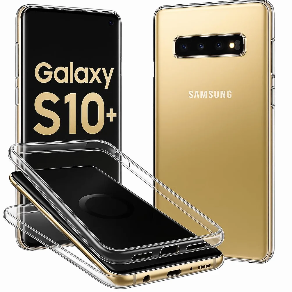 Ancile ® Samsung Galaxy S10 Plus 360° przezroczysta podwójna pełna ochrona silikonowa odporna na wstrząsy, obudowa do S10+